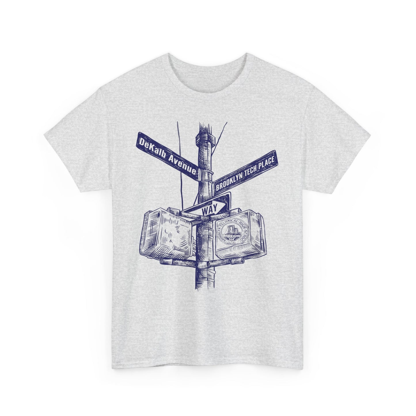 Boutique - Dekalb Ave & Brooklyn Tech Pl - Men's Heavy Cotton T-Shirt - Blue Graphic