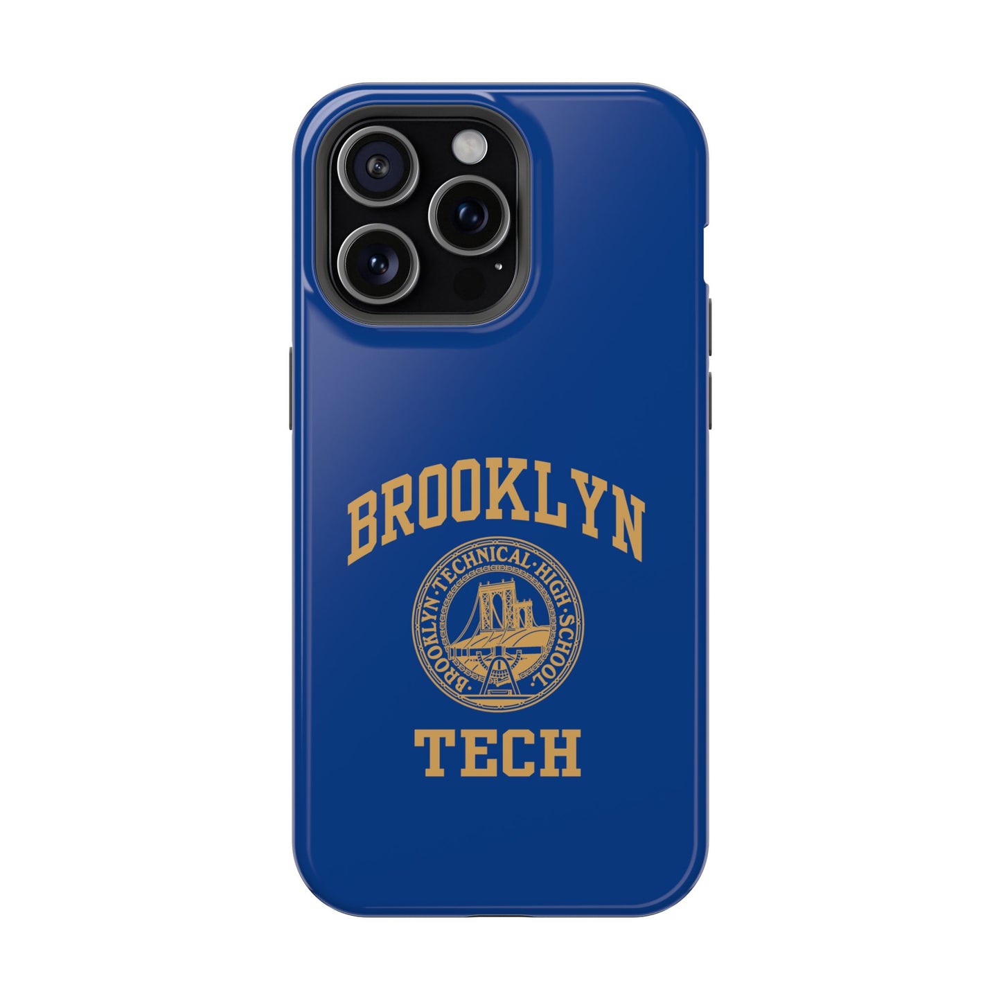 Brooklyn Tech Classic Logo - Impact-Resistant Phone Cases - Iphone Or Samsung - Navy With Gold Graphic