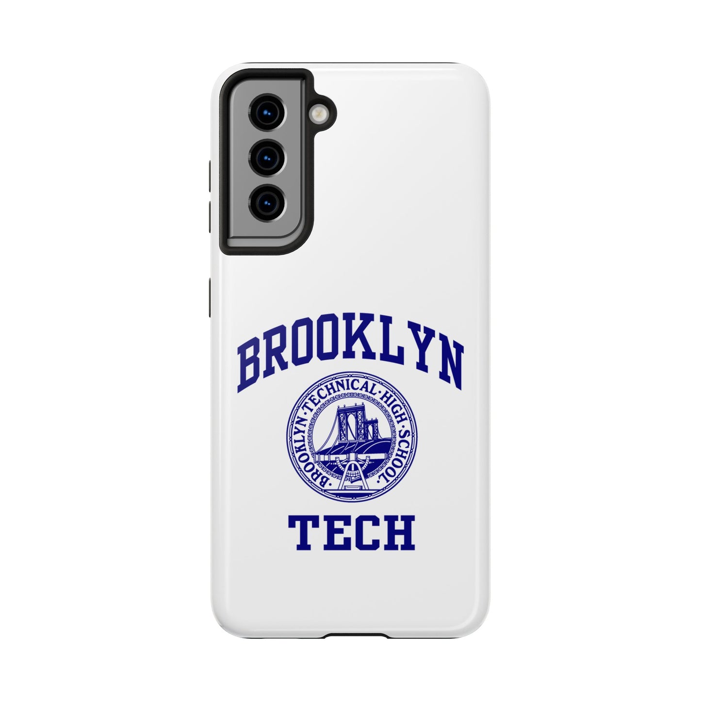 Brooklyn Tech Classic Logo - Tough Phone Cases - White With Navy-Blue Graphic