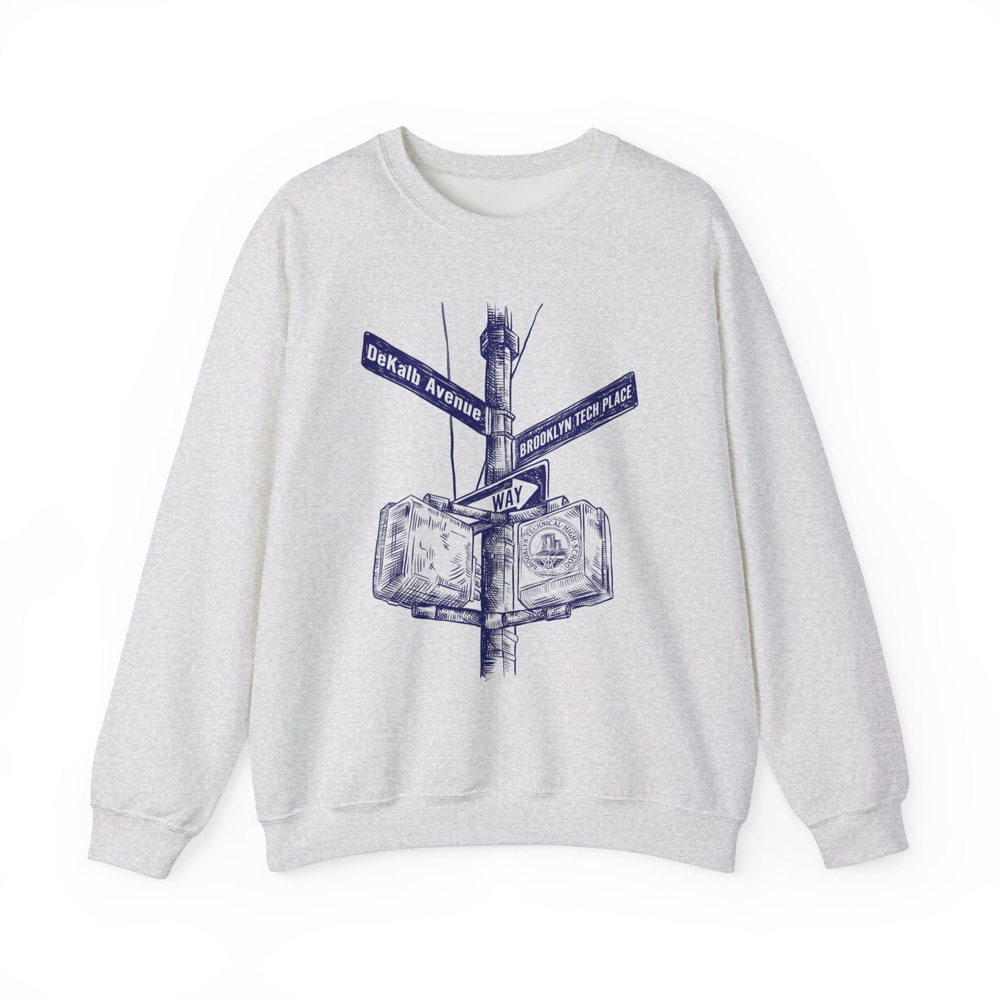 Boutique - Dekalb Ave & Brooklyn Tech Pl - (navy Graphic) Men's Heavy Blend™ Crewneck Sweatshirt