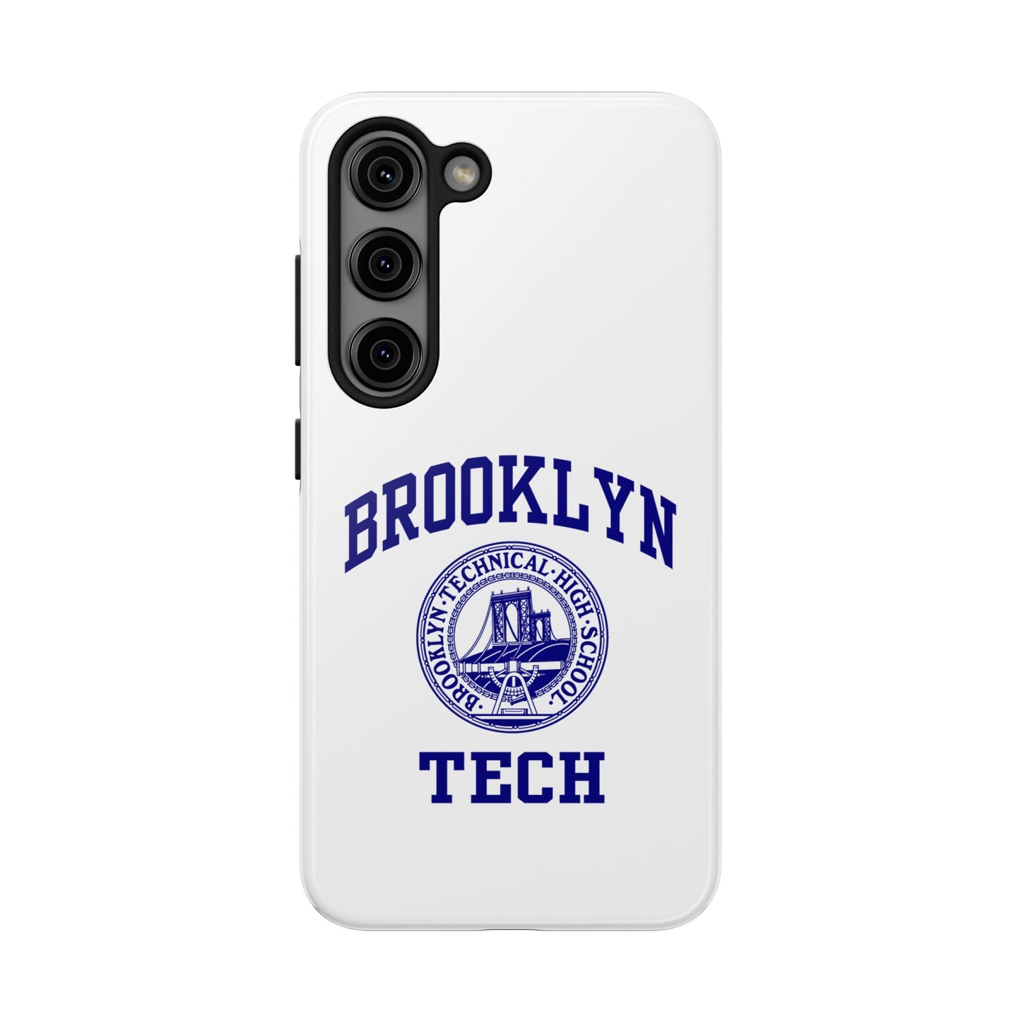 Brooklyn Tech Classic Logo - Tough Phone Cases - White With Navy-Blue Graphic