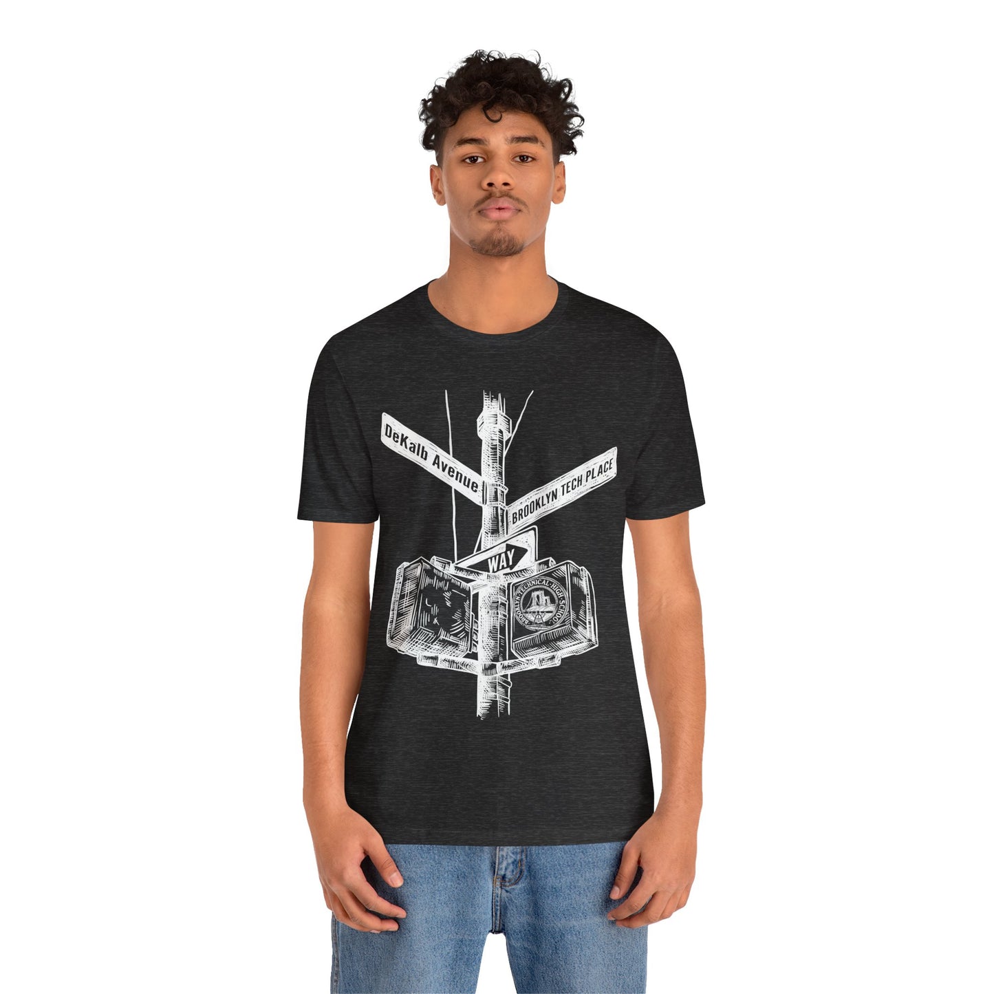 Boutique - Dekalb Ave & Brooklyn Tech Pl - Men's Short Sleeve Jersey - White Graphic