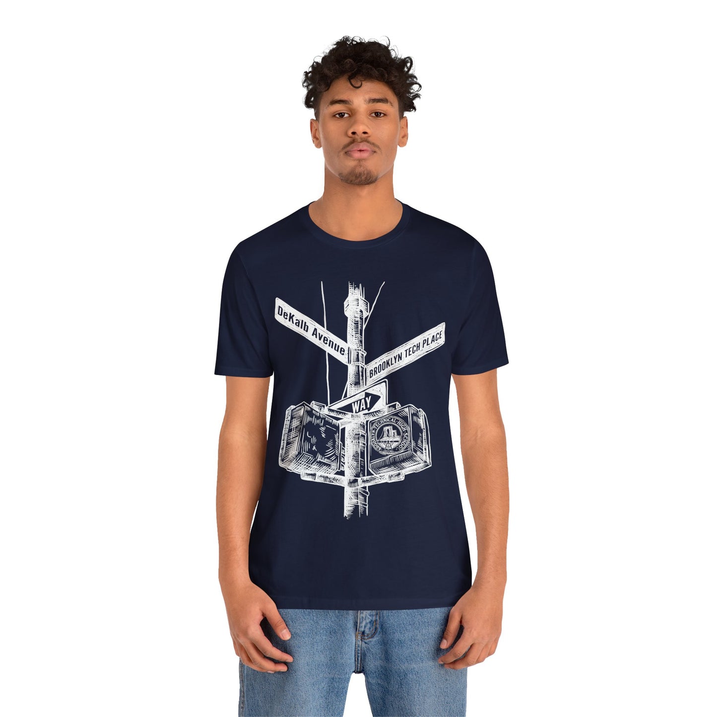Boutique - Dekalb Ave & Brooklyn Tech Pl - Men's Short Sleeve Jersey - White Graphic