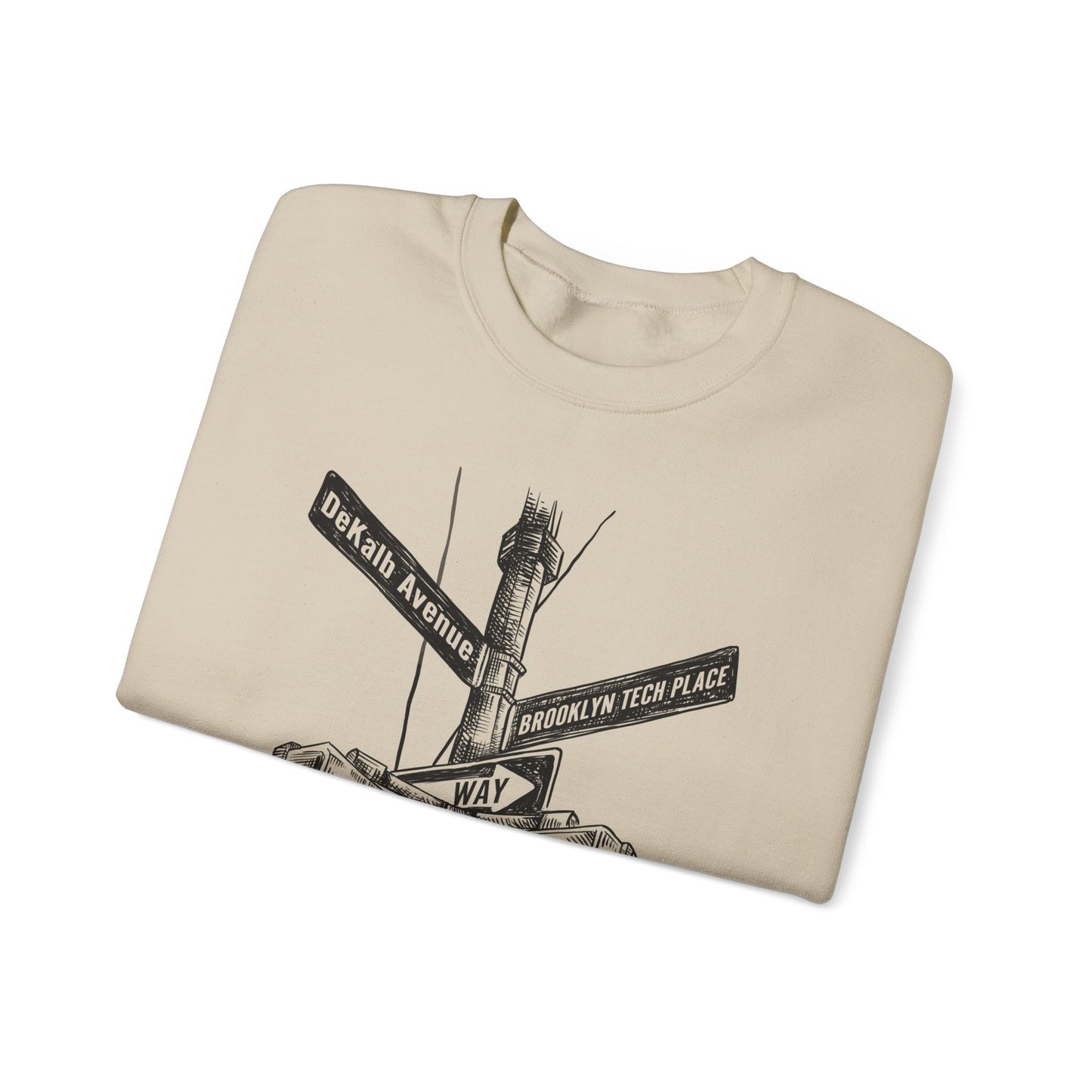 Boutique - Dekalb Ave & Brooklyn Tech Pl - (black Graphic) Men's Heavy Blend™ Crewneck Sweatshirt