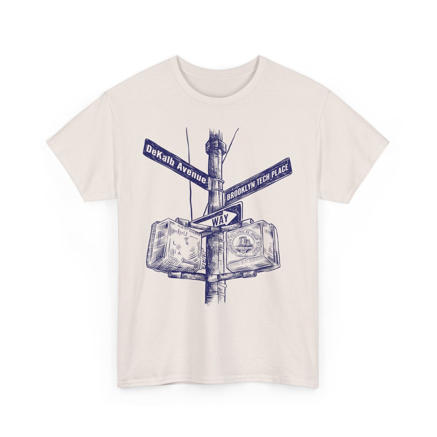 Boutique - Dekalb Ave & Brooklyn Tech Pl - Men's Heavy Cotton T-Shirt - Blue Graphic