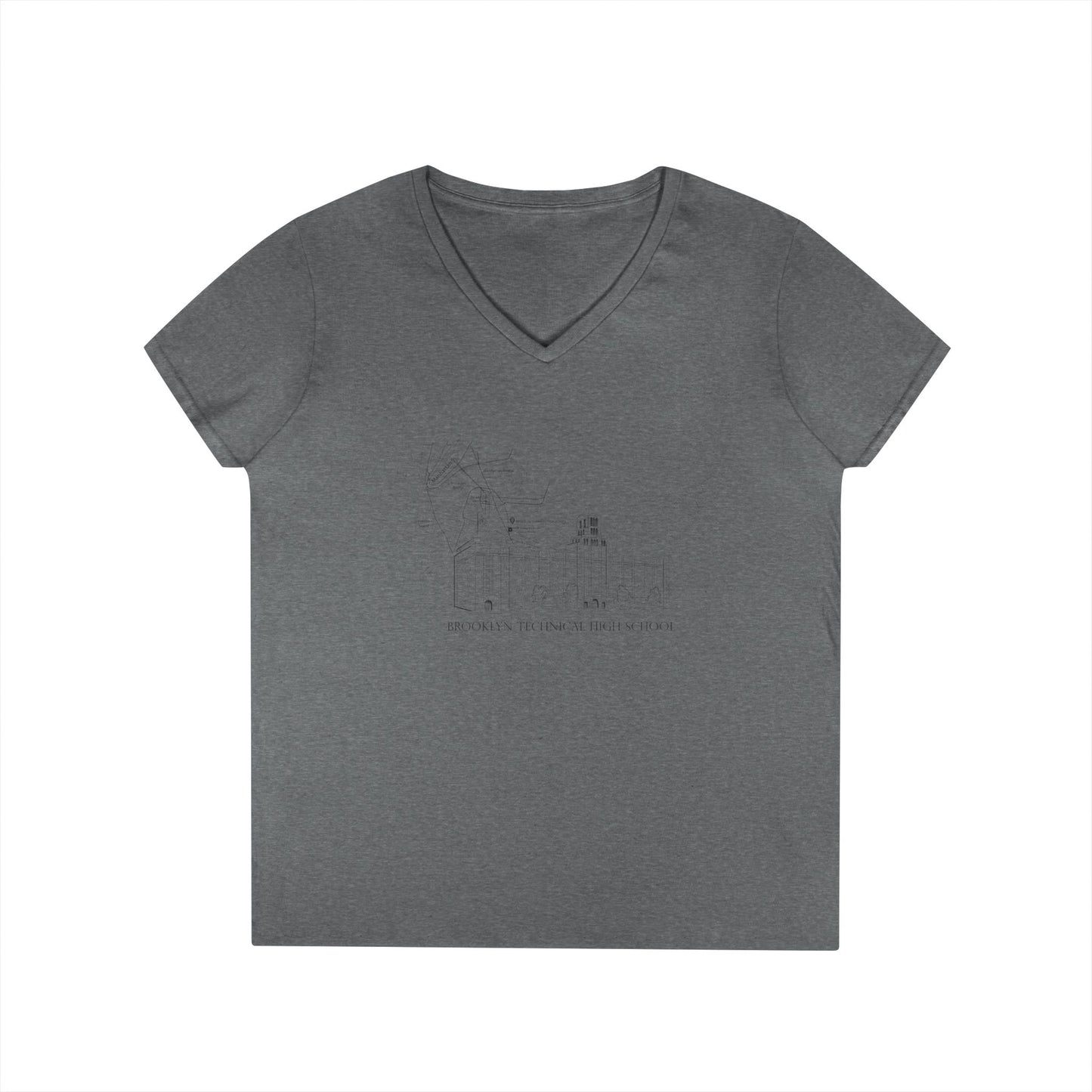 Boutique - Monochrome Building & Map - Ladies' V-Neck T-Shirt