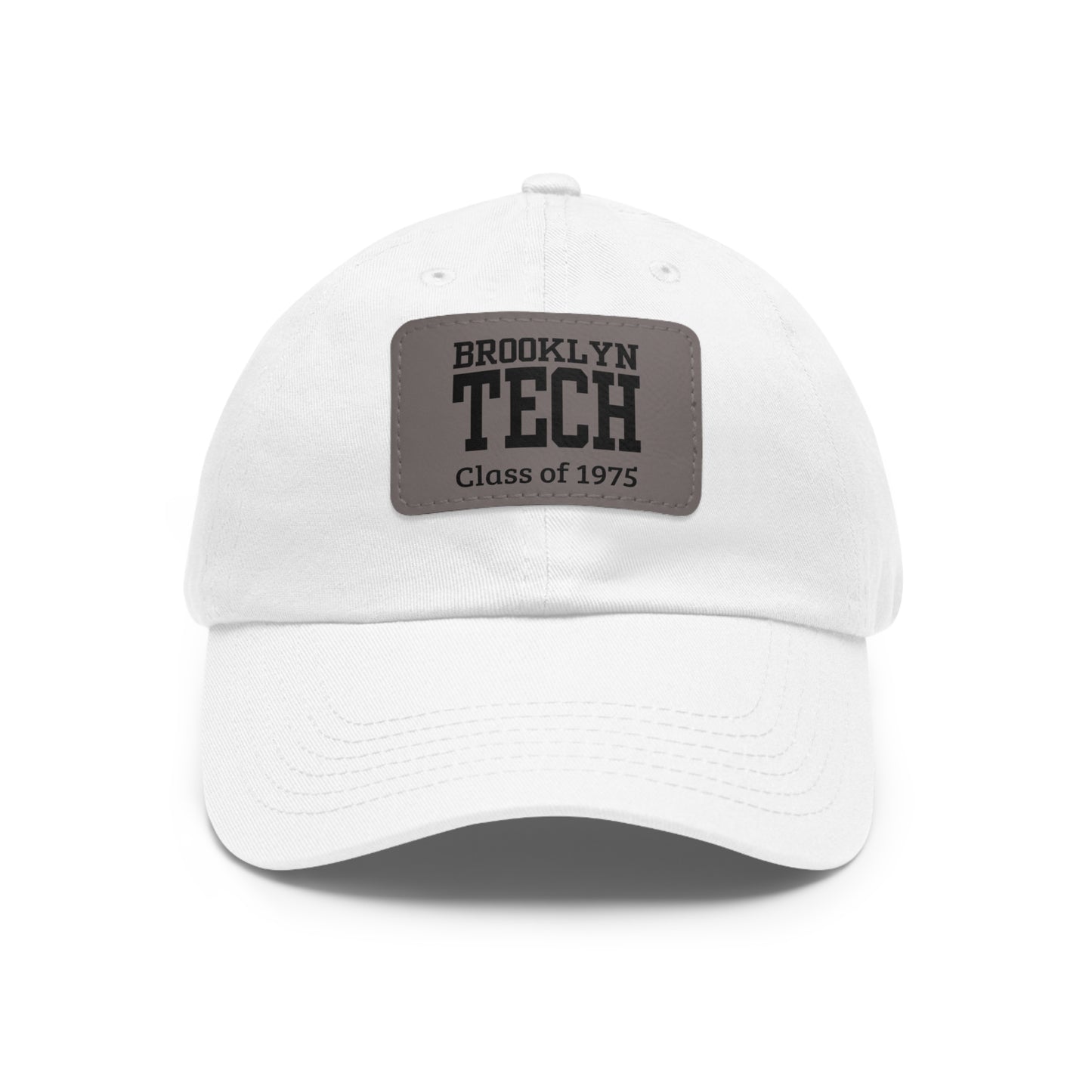 Classic Brooklyn Tech - Hat with Leather Patch (Rectangle) - Class of 1975 - Black & White fonts