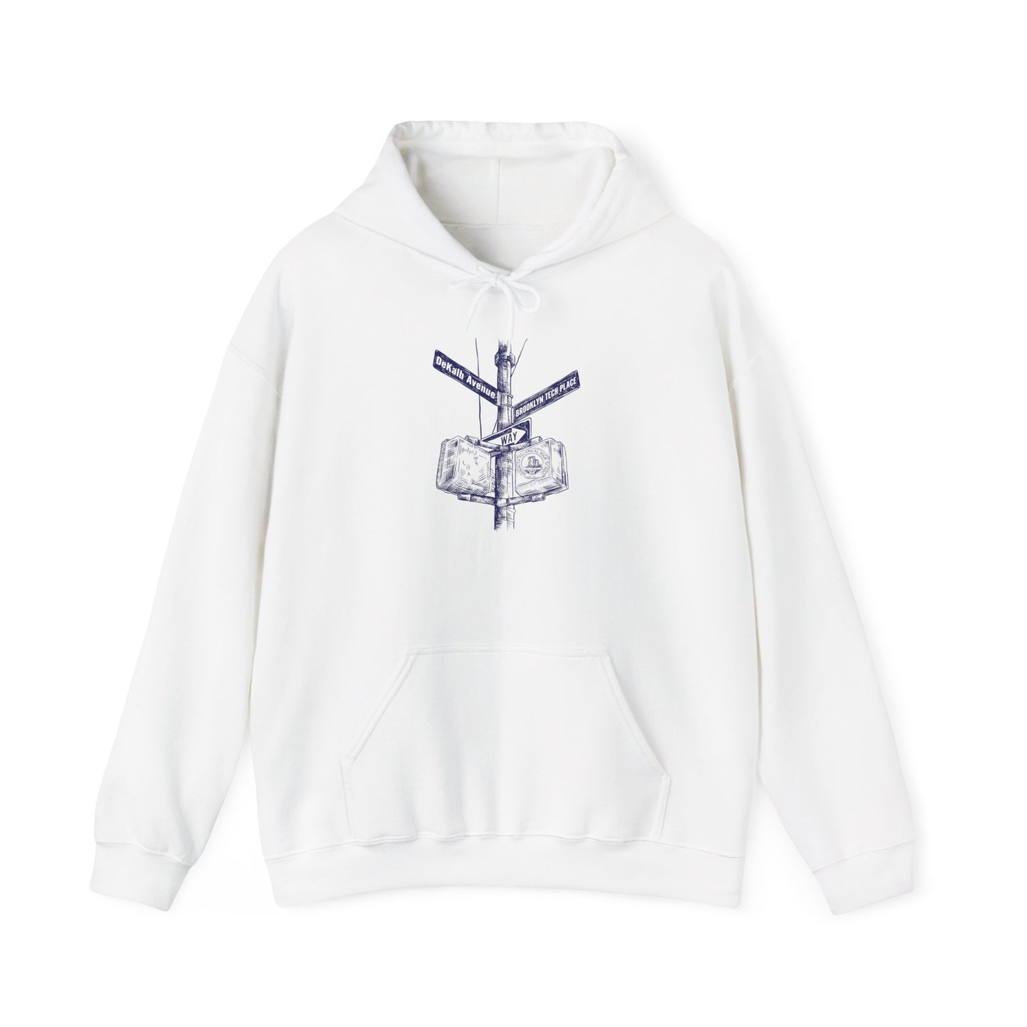 Boutique - Dekalb Ave & Brooklyn Tech Pl - (navy Graphic) Men's Heavy Blend™ Hooded Sweatshirt
