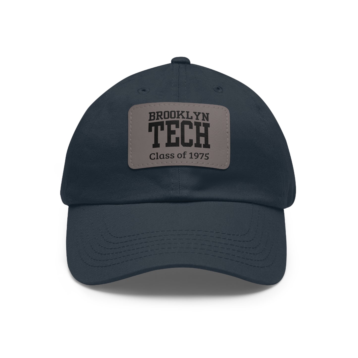 Classic Brooklyn Tech - Hat with Leather Patch (Rectangle) - Class of 1975 - Black & White fonts