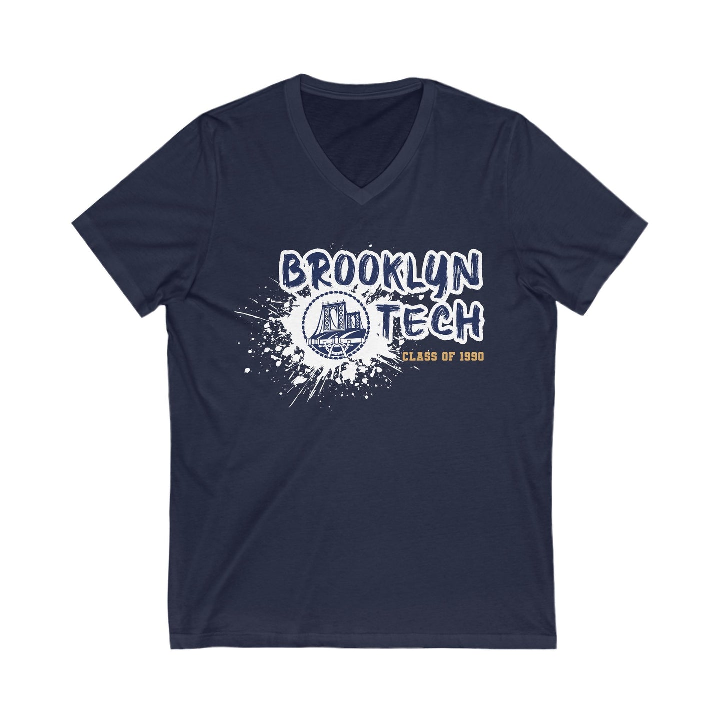 Class Of 1990 Commemorative Unisex Jersey Short Sleeve V-Neck T-Shirt - Gold Font