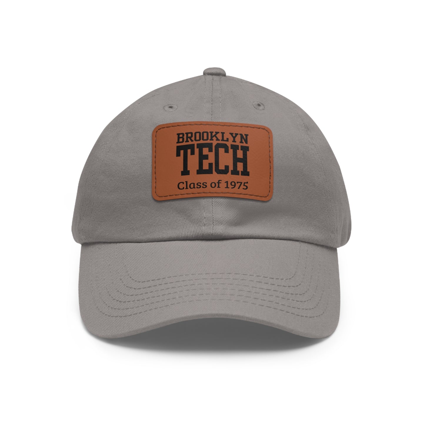 Classic Brooklyn Tech - Hat with Leather Patch (Rectangle) - Class of 1975 - Black & White fonts