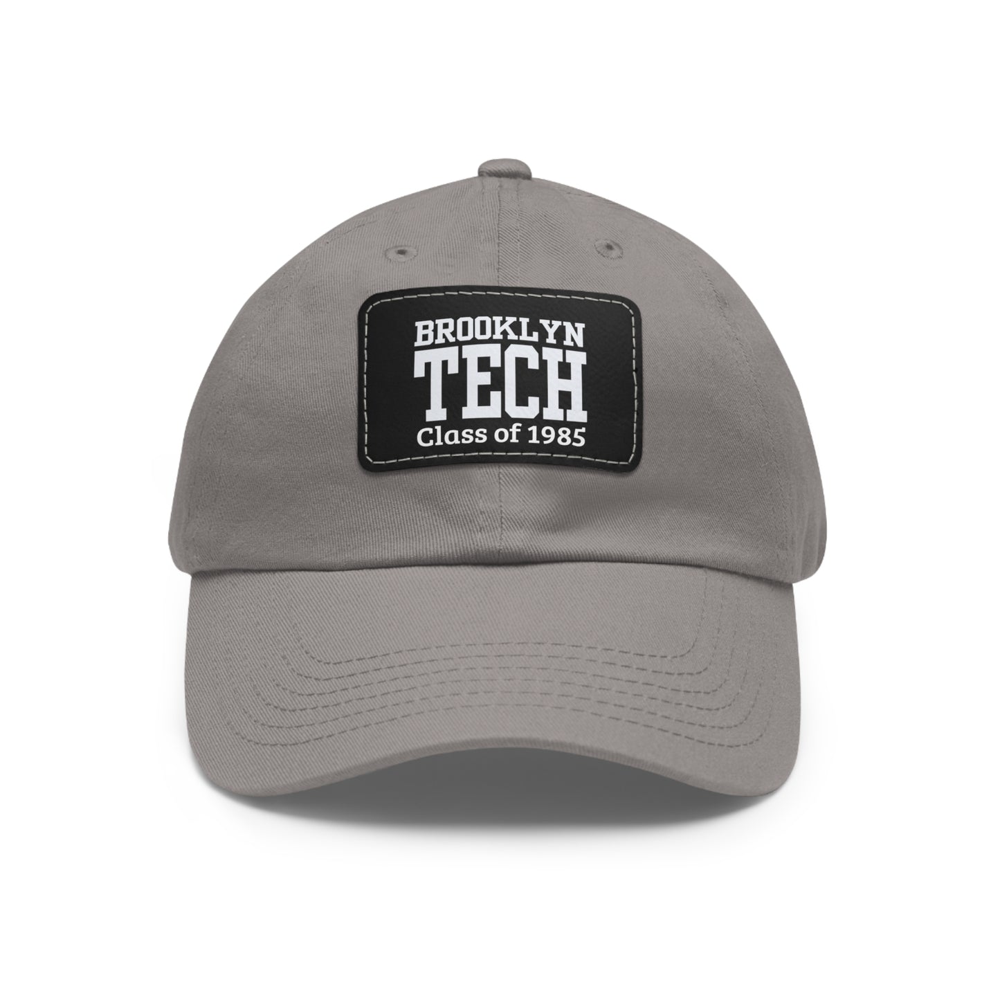 Classic Brooklyn Tech - Hat With Leather Patch (rectangle) - Class Of 1985 - Black & White Fonts
