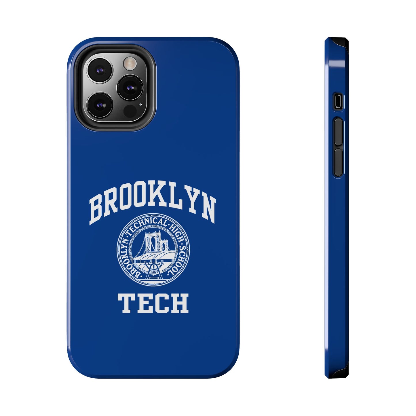 Brooklyn Tech Classic Logo - Tough Phone Cases - Navy Blue With White Graphics