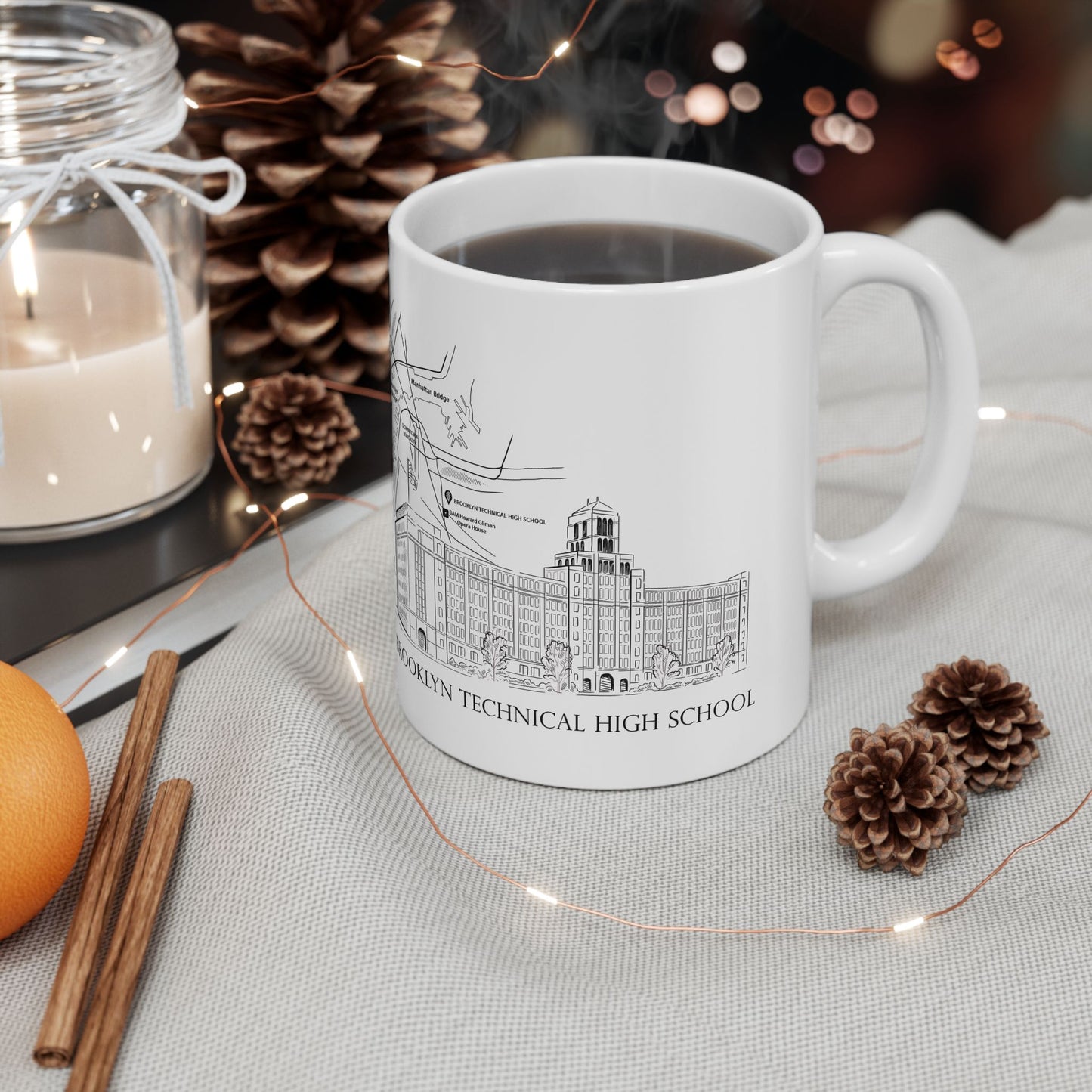 Tech Building - Ceramic Mug, (11oz, 15oz) - B&w