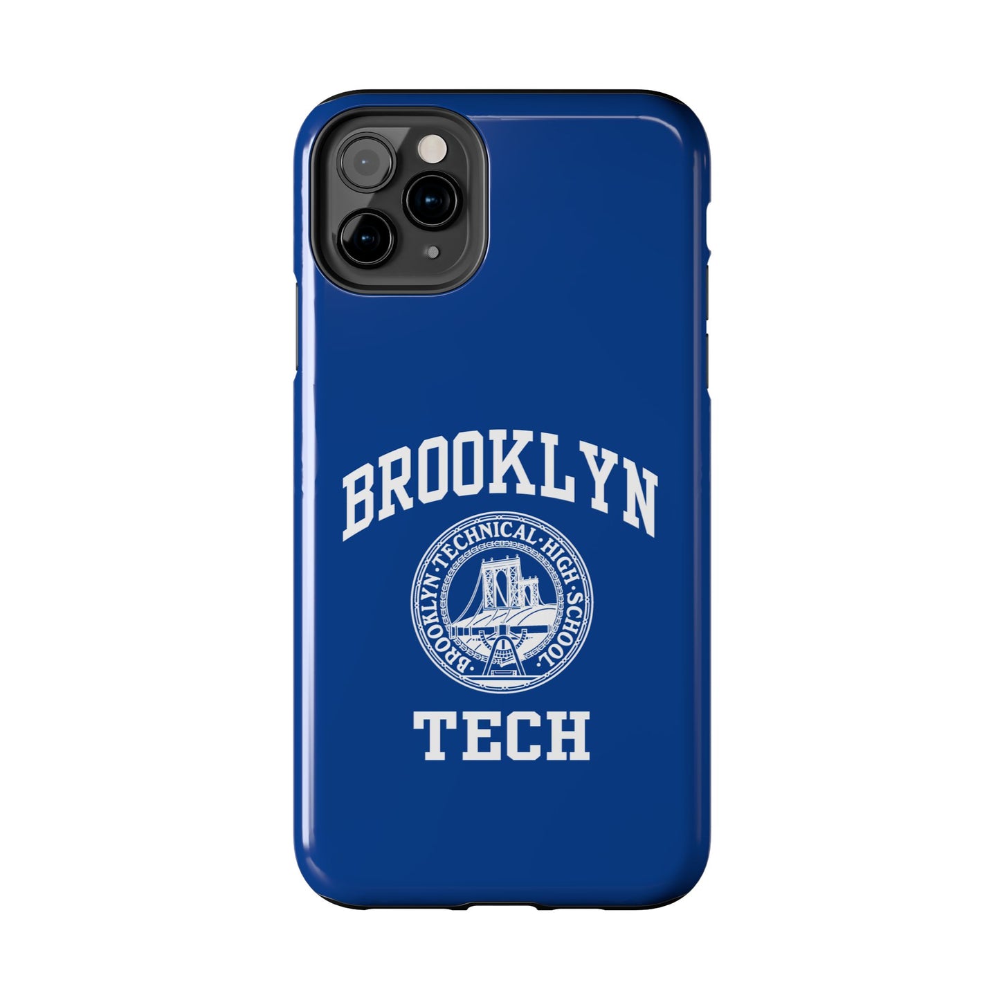 Brooklyn Tech Classic Logo - Tough Phone Cases - Navy Blue With White Graphics