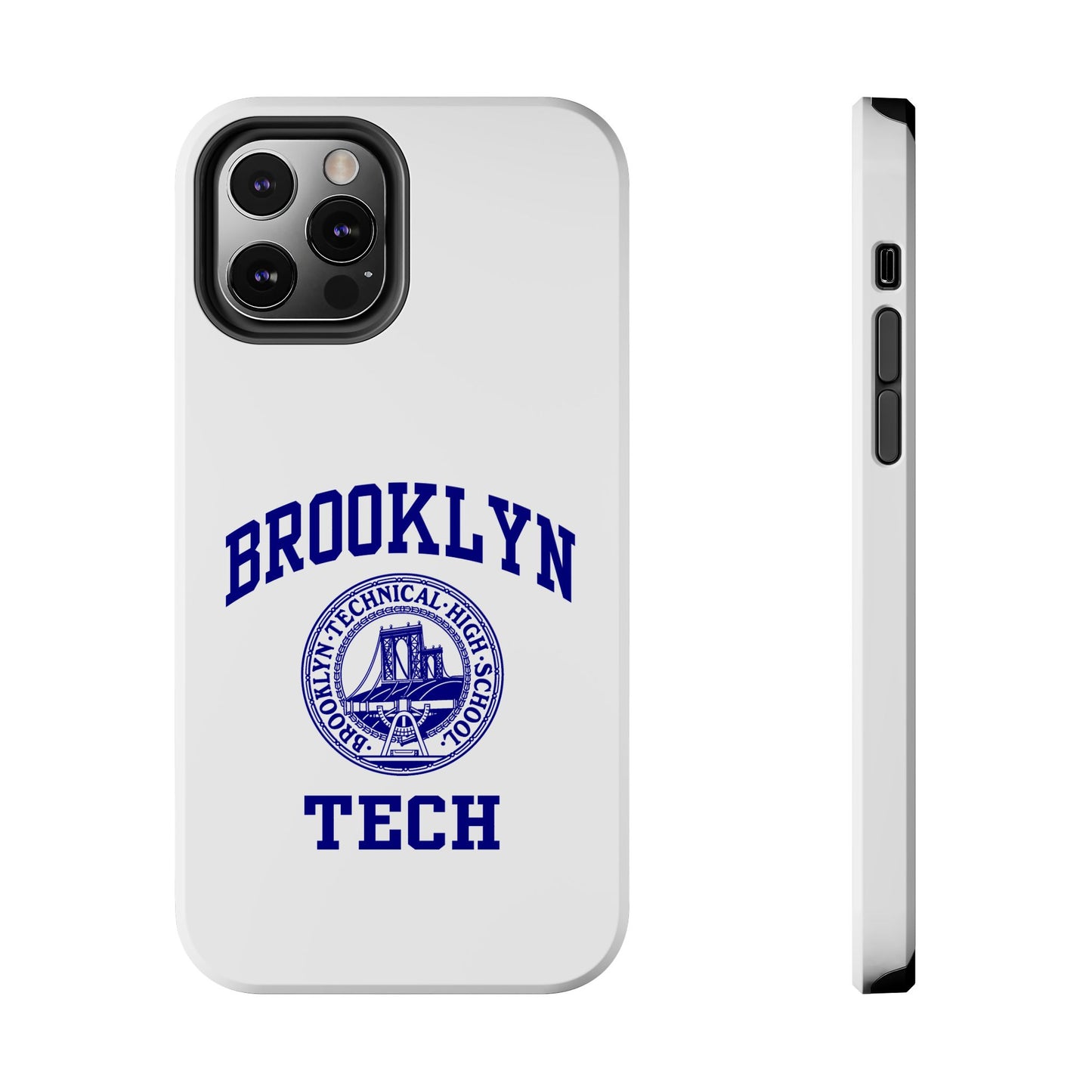 Brooklyn Tech Classic Logo - Tough Phone Cases - White With Navy-Blue Graphic