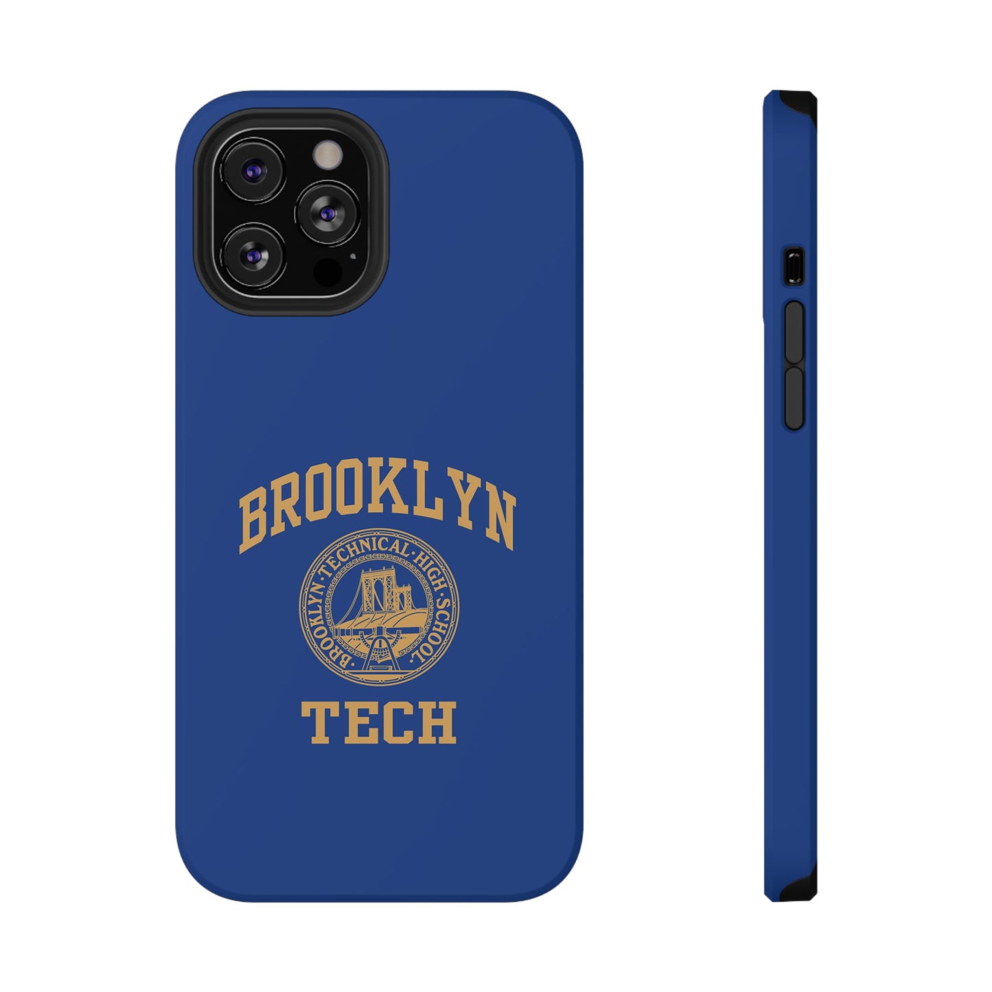 Brooklyn Tech Classic Logo - Impact-Resistant Phone Cases - Iphone Or Samsung - Navy With Gold Graphic