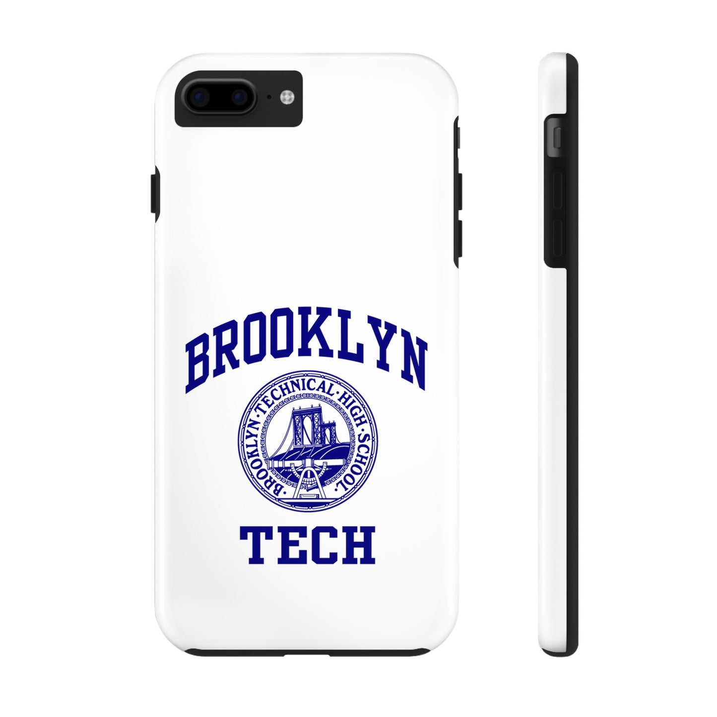Brooklyn Tech Classic Logo - Tough Phone Cases - White With Navy-Blue Graphic
