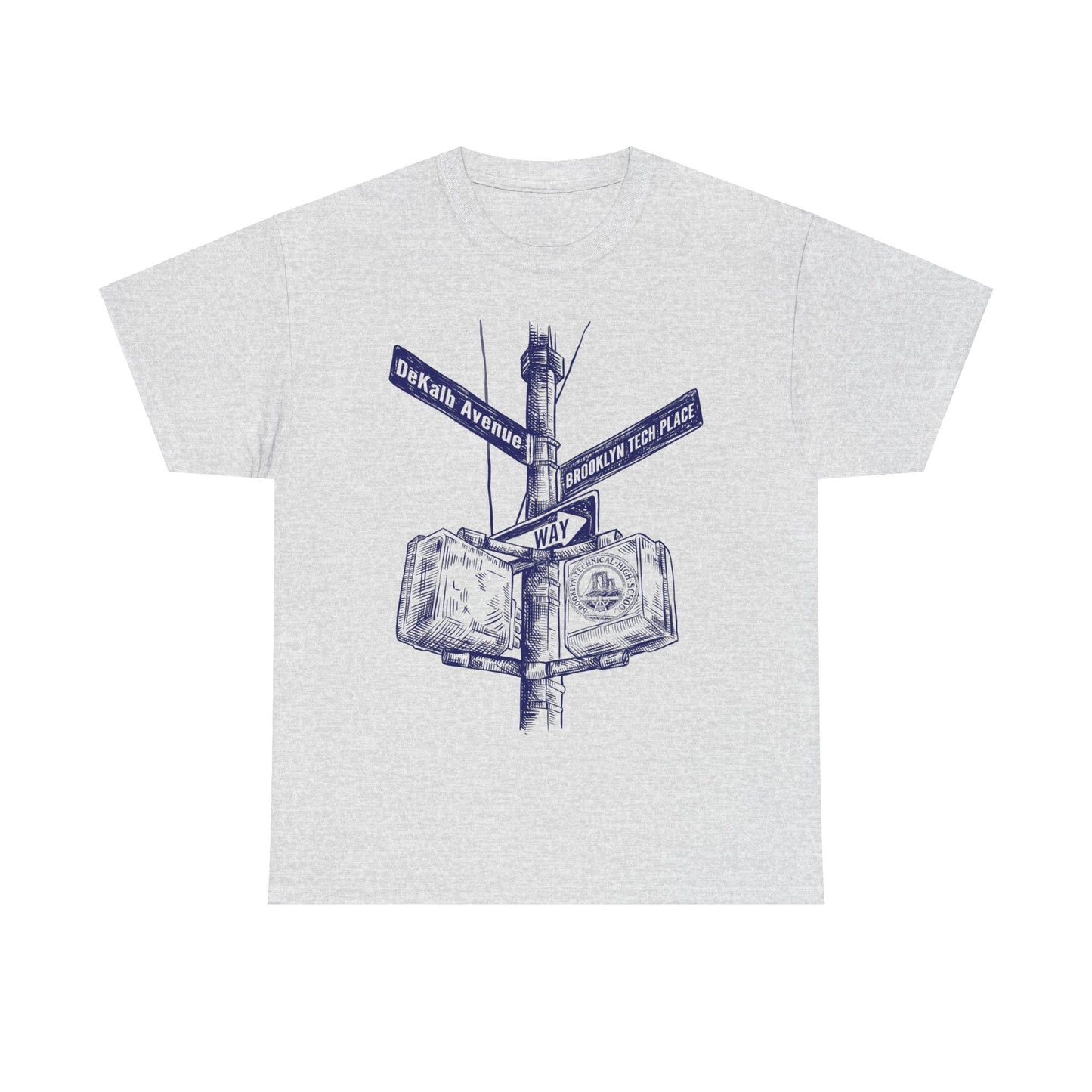 Boutique - Dekalb Ave & Brooklyn Tech Pl - Men's Heavy Cotton T-Shirt - Blue Graphic