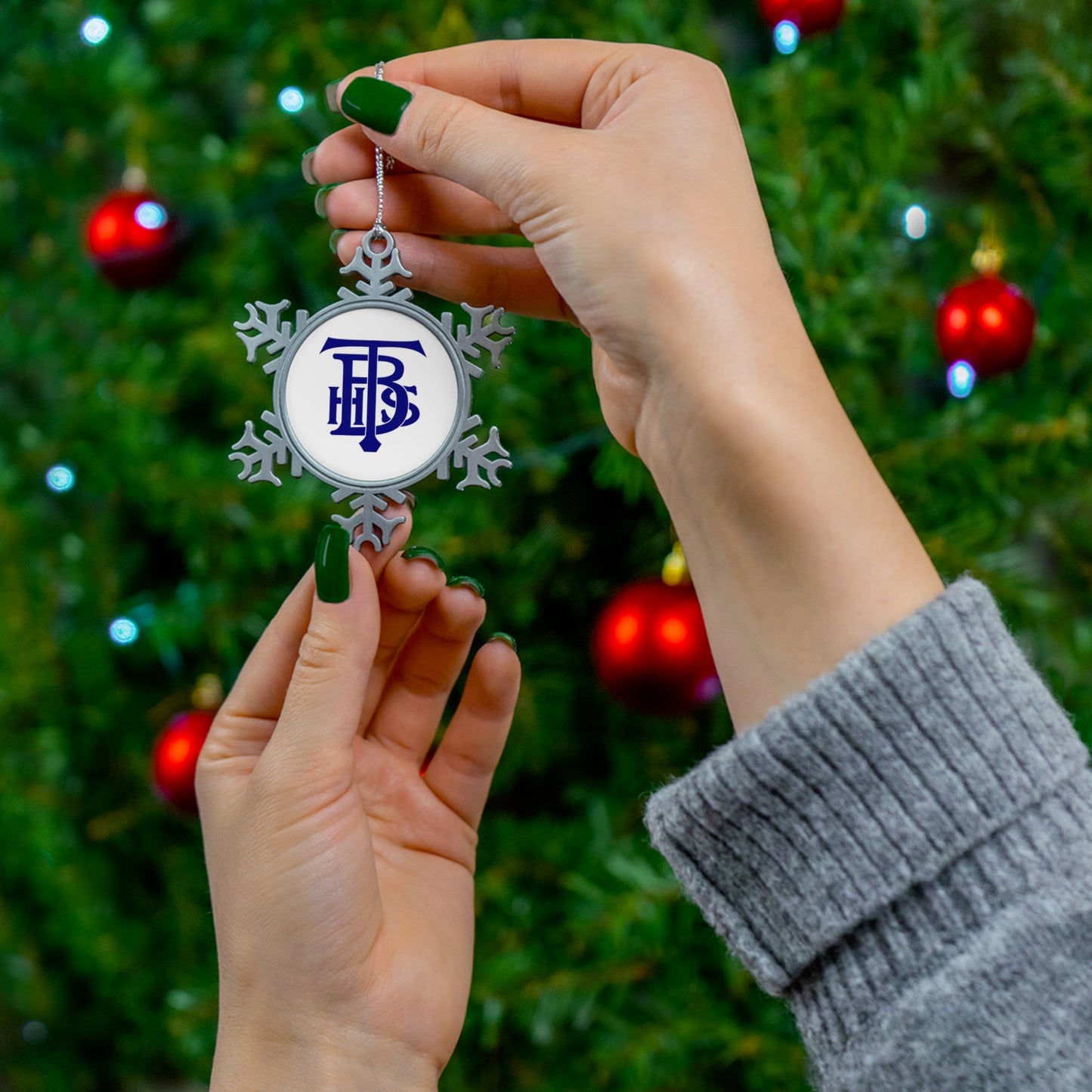 Stacked Tech Logo - Pewter Snowflake Ornament