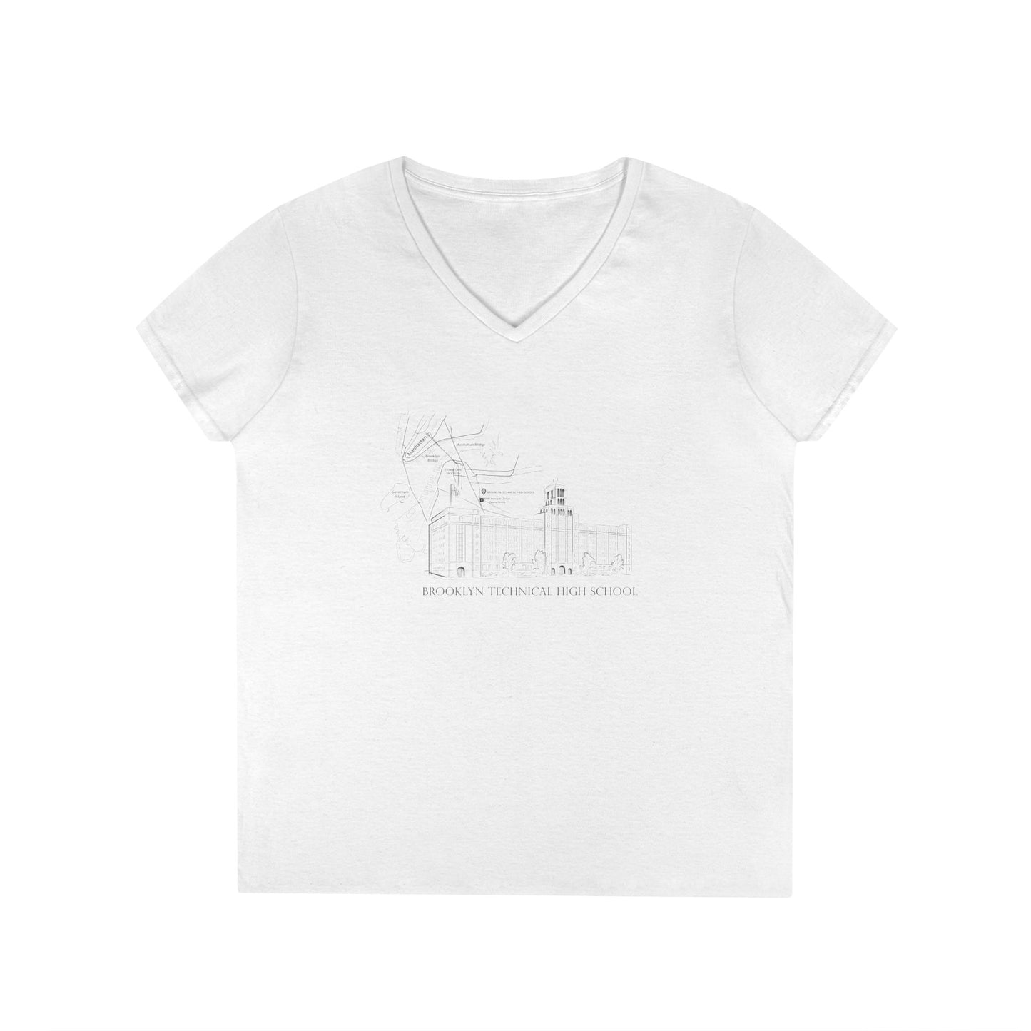 Boutique - Monochrome Building & Map - Ladies' V-Neck T-Shirt