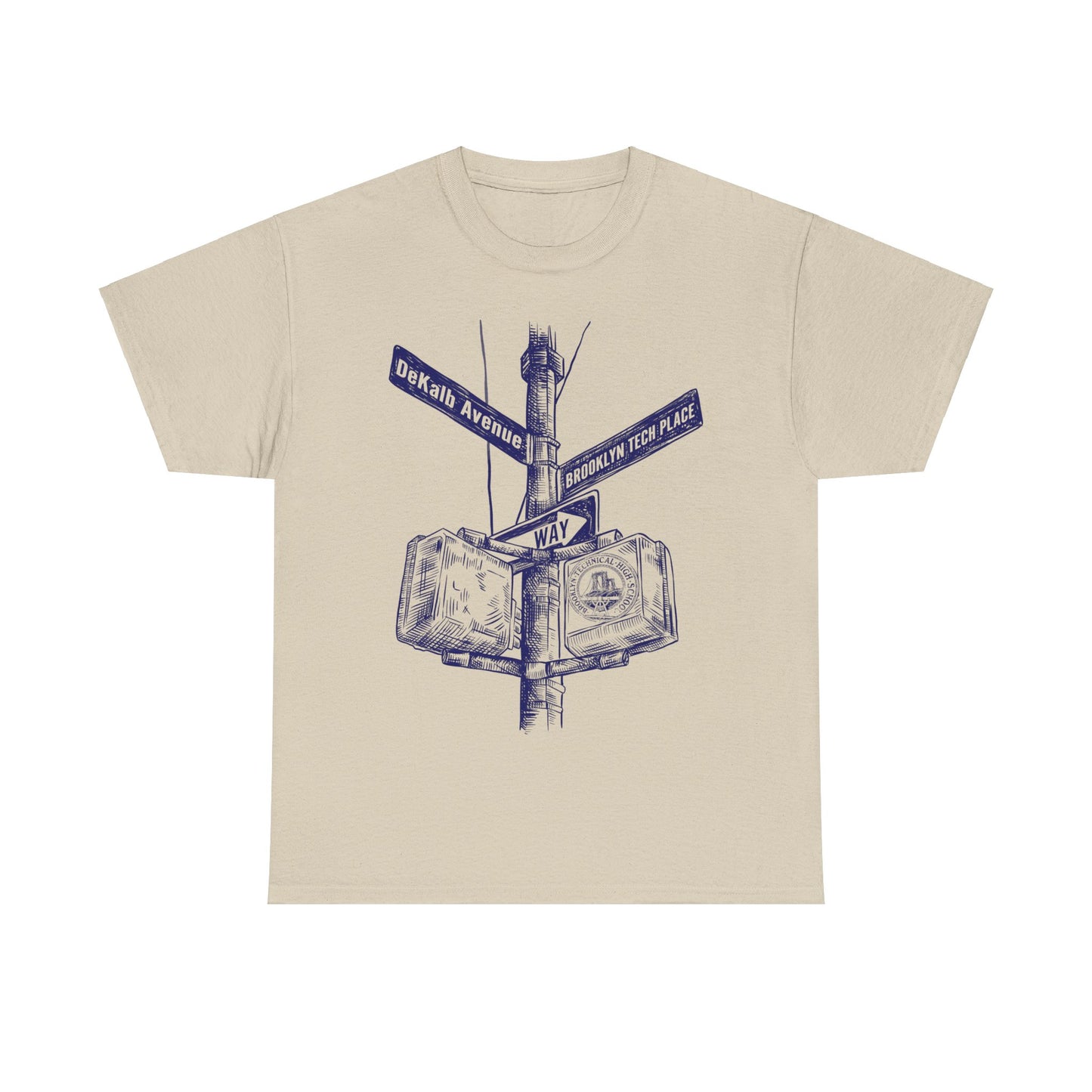 Boutique - Dekalb Ave & Brooklyn Tech Pl - Men's Heavy Cotton T-Shirt - Blue Graphic