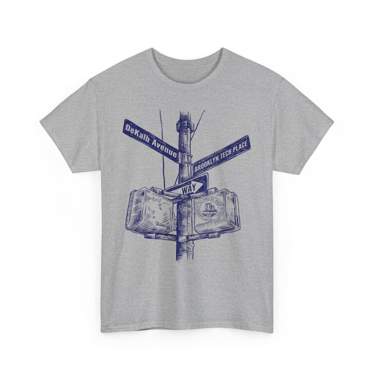 Boutique - Dekalb Ave & Brooklyn Tech Pl - Men's Heavy Cotton T-Shirt - Blue Graphic
