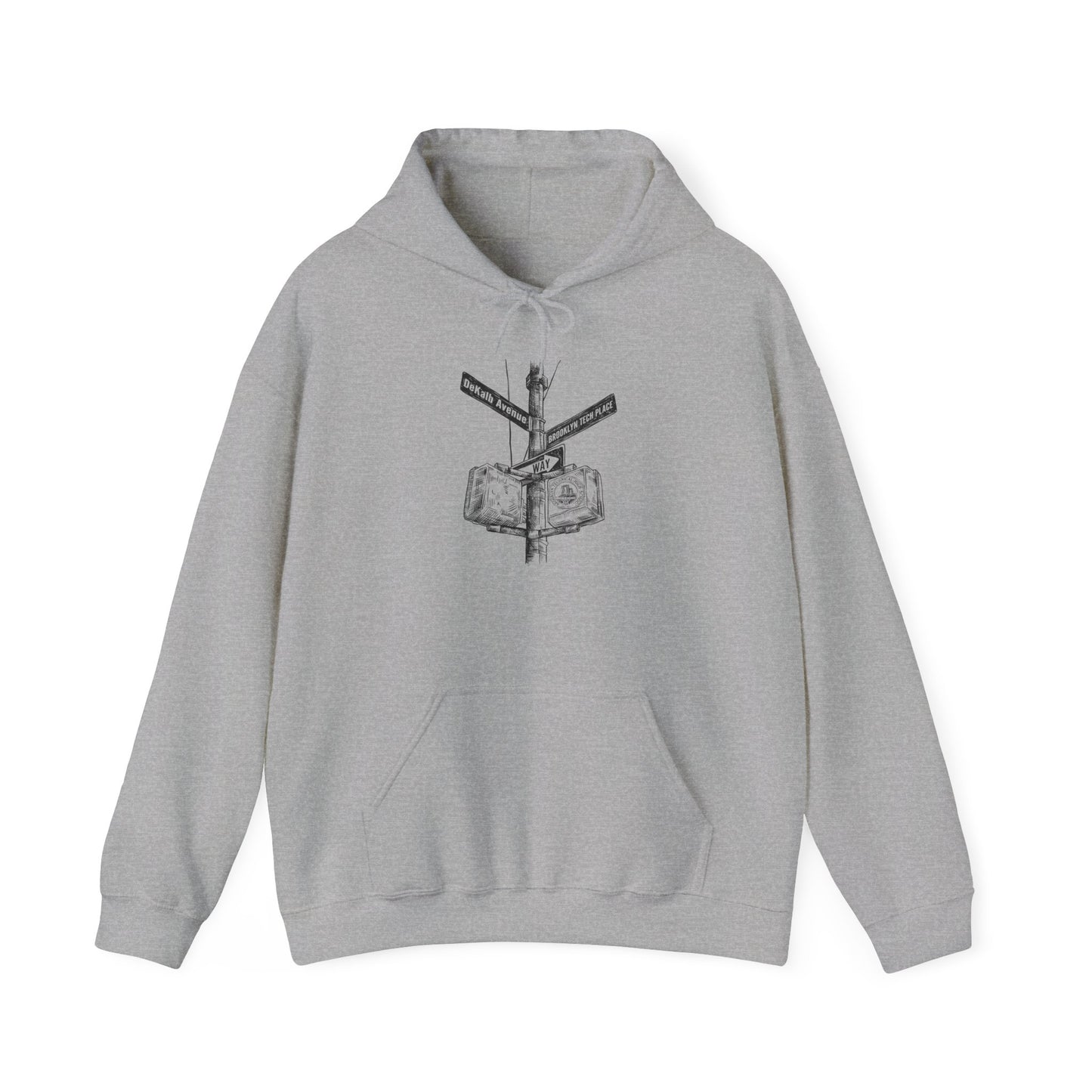 Boutique - Dekalb Ave & Brooklyn Tech Pl - (black Graphic) Men's Heavy Blend™ Hooded Sweatshirt