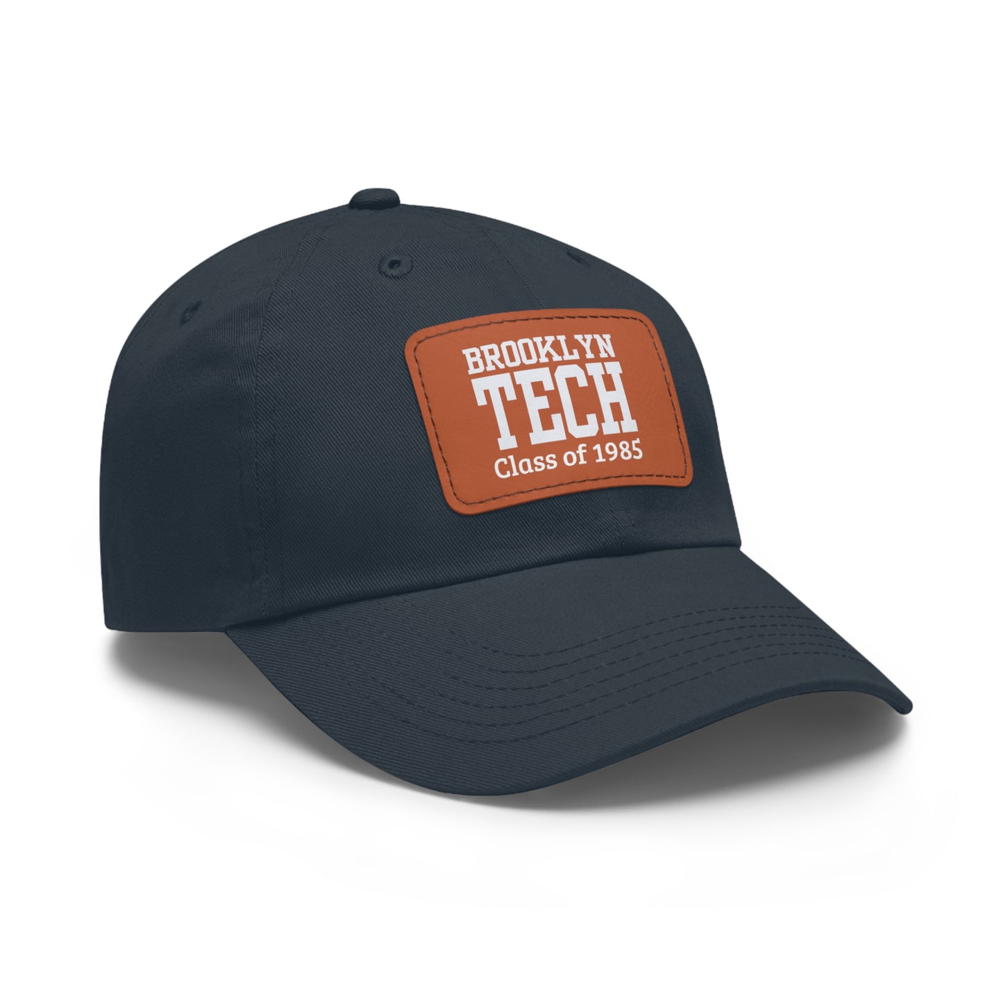 Classic Brooklyn Tech - Hat With Leather Patch (rectangle) - Class Of 1985 - White Font
