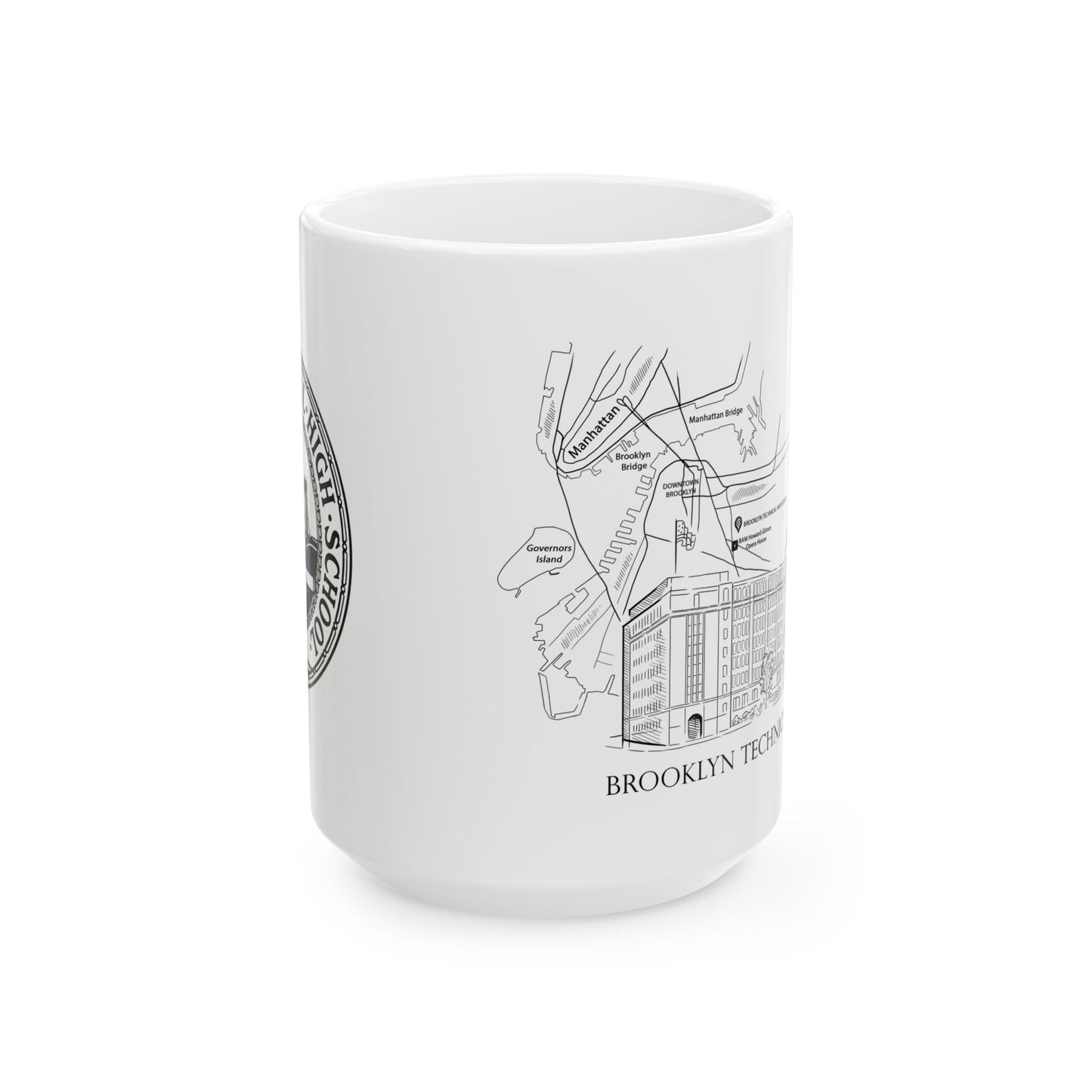 Tech Building - Ceramic Mug, (11oz, 15oz) - B&w