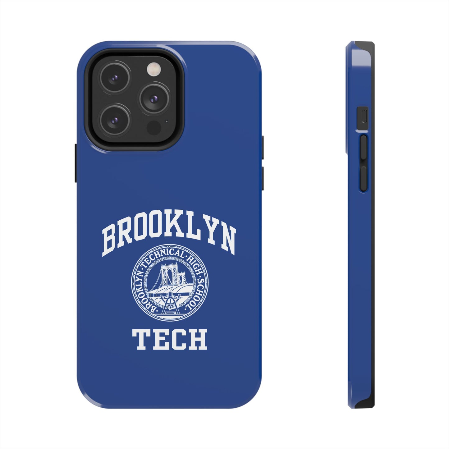 Brooklyn Tech Classic Logo - Tough Phone Cases - Navy Blue With White Graphics