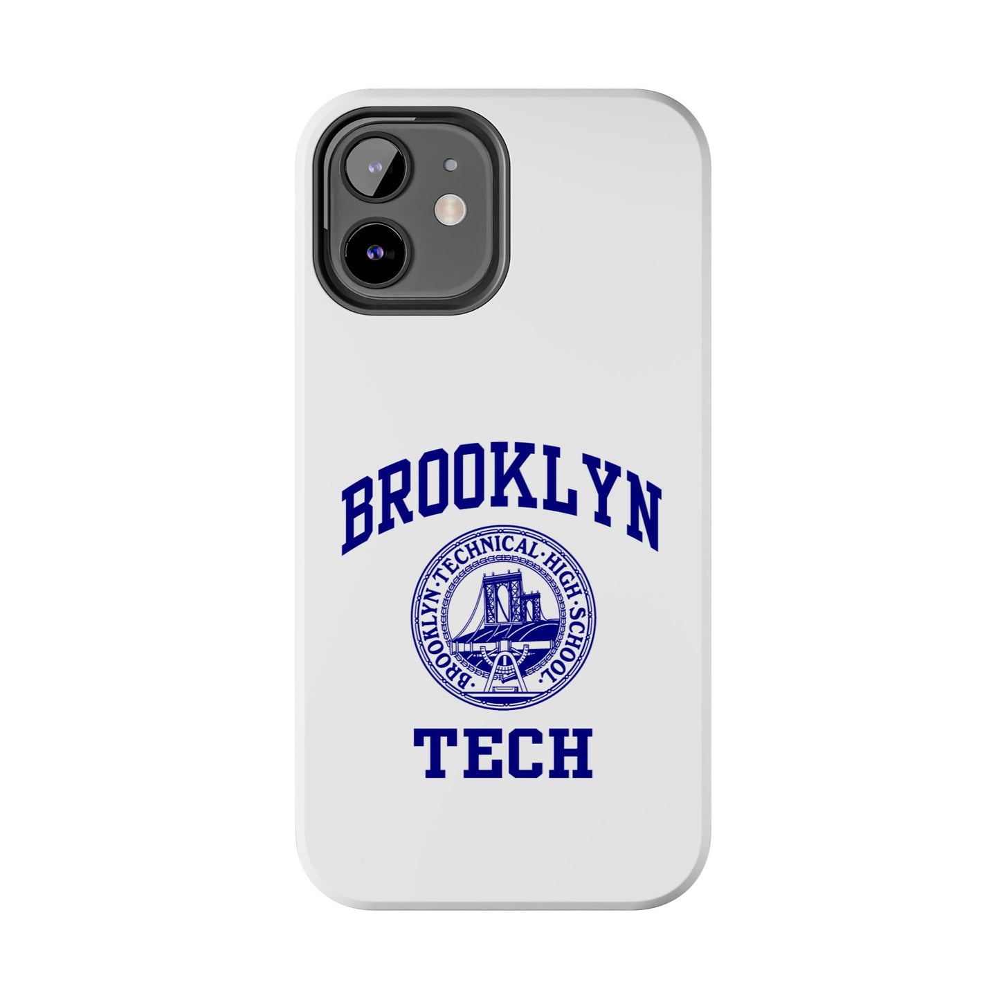 Brooklyn Tech Classic Logo - Tough Phone Cases - White With Navy-Blue Graphic