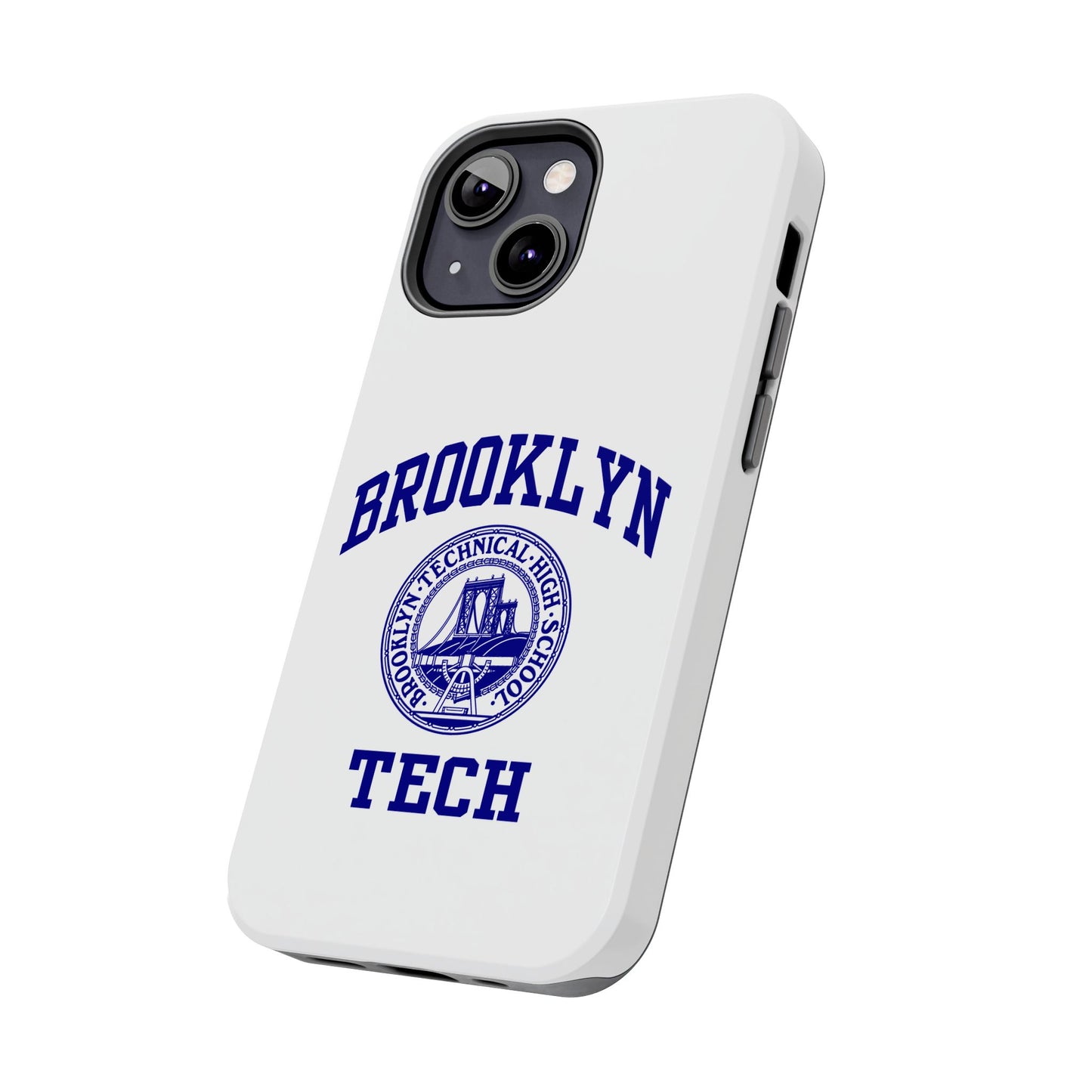 Brooklyn Tech Classic Logo - Tough Phone Cases - White With Navy-Blue Graphic