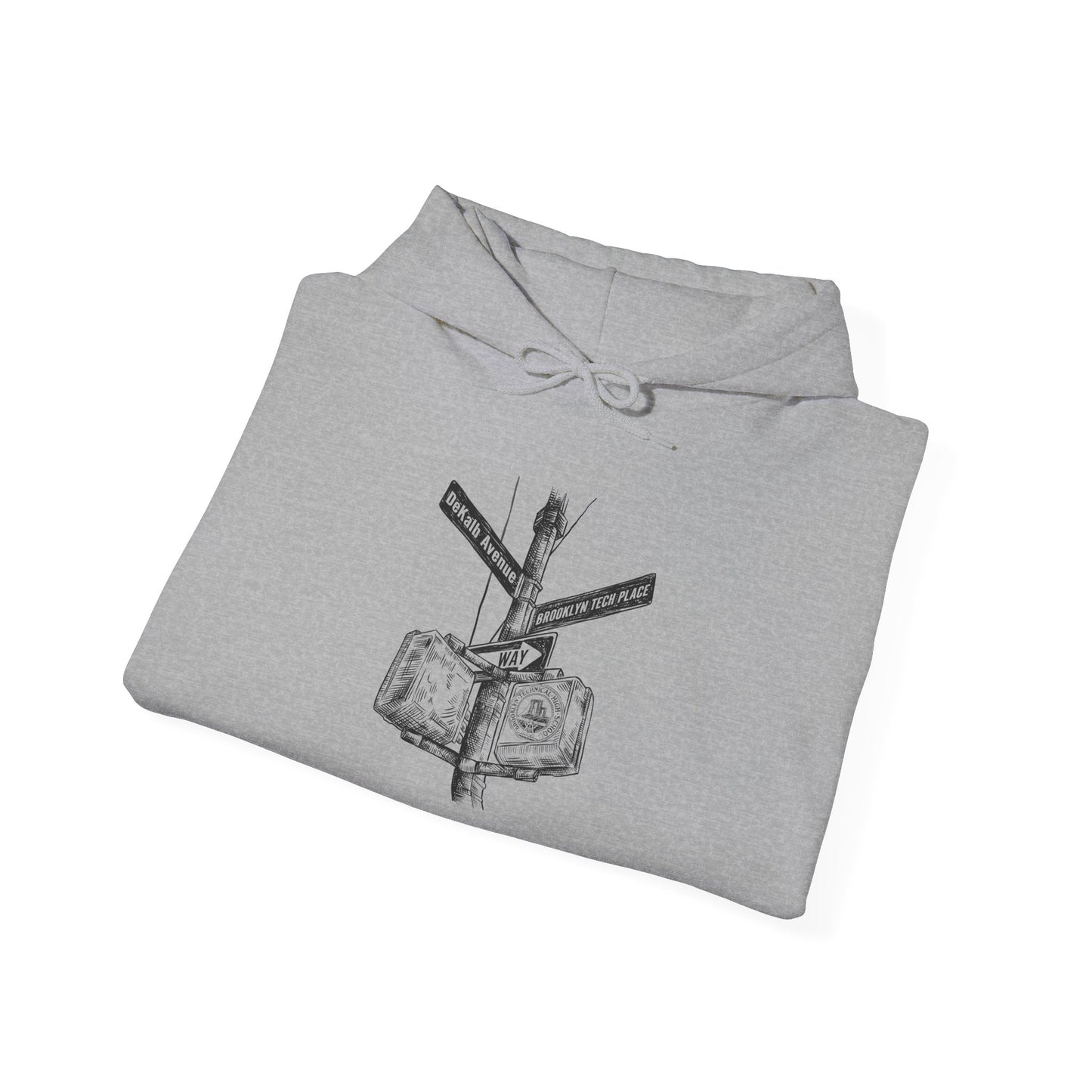 Boutique - Dekalb Ave & Brooklyn Tech Pl - (black Graphic) Men's Heavy Blend™ Hooded Sweatshirt