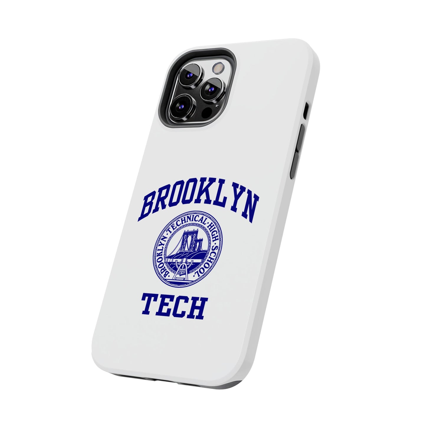 Brooklyn Tech Classic Logo - Tough Phone Cases - White With Navy-Blue Graphic