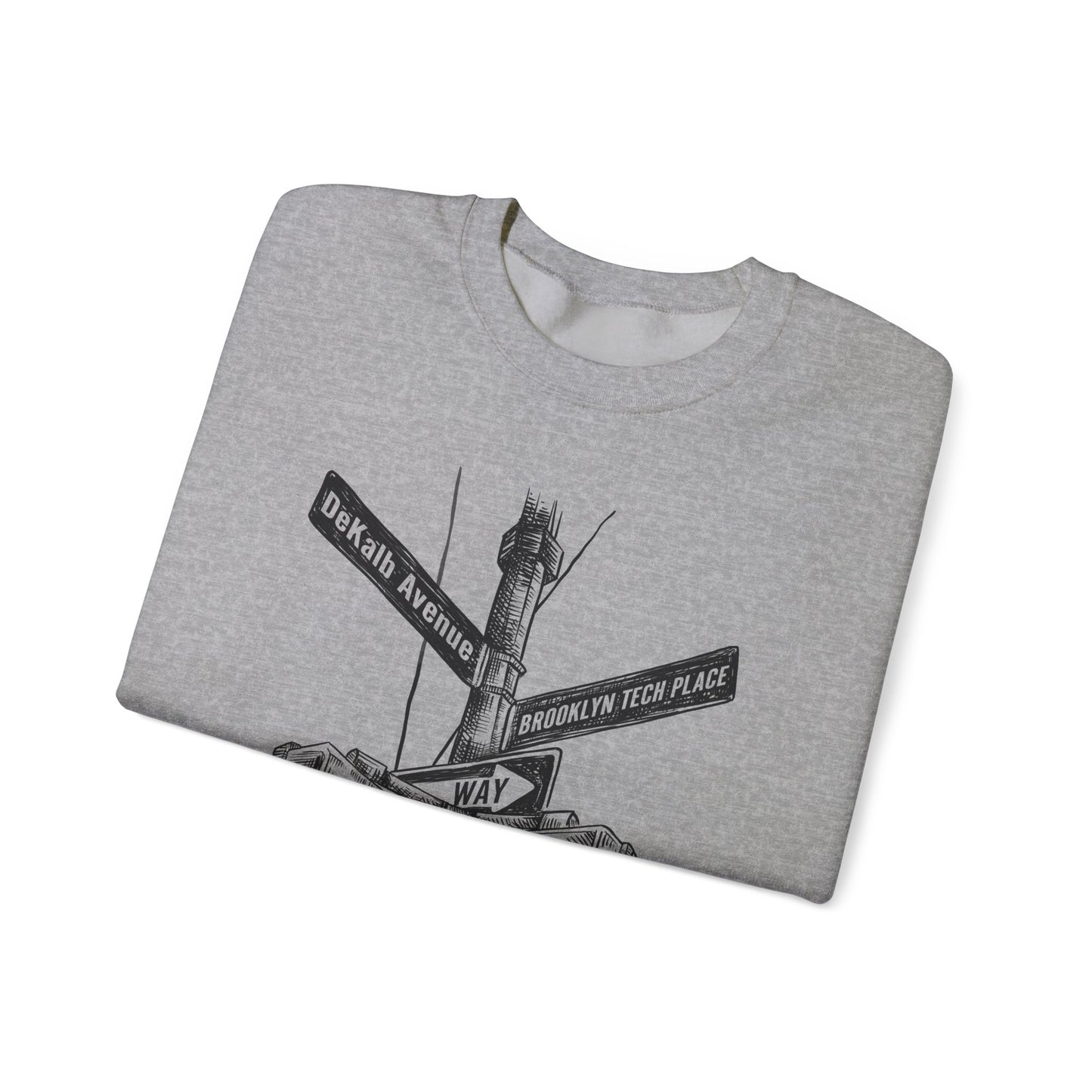 Boutique - Dekalb Ave & Brooklyn Tech Pl - (black Graphic) Men's Heavy Blend™ Crewneck Sweatshirt