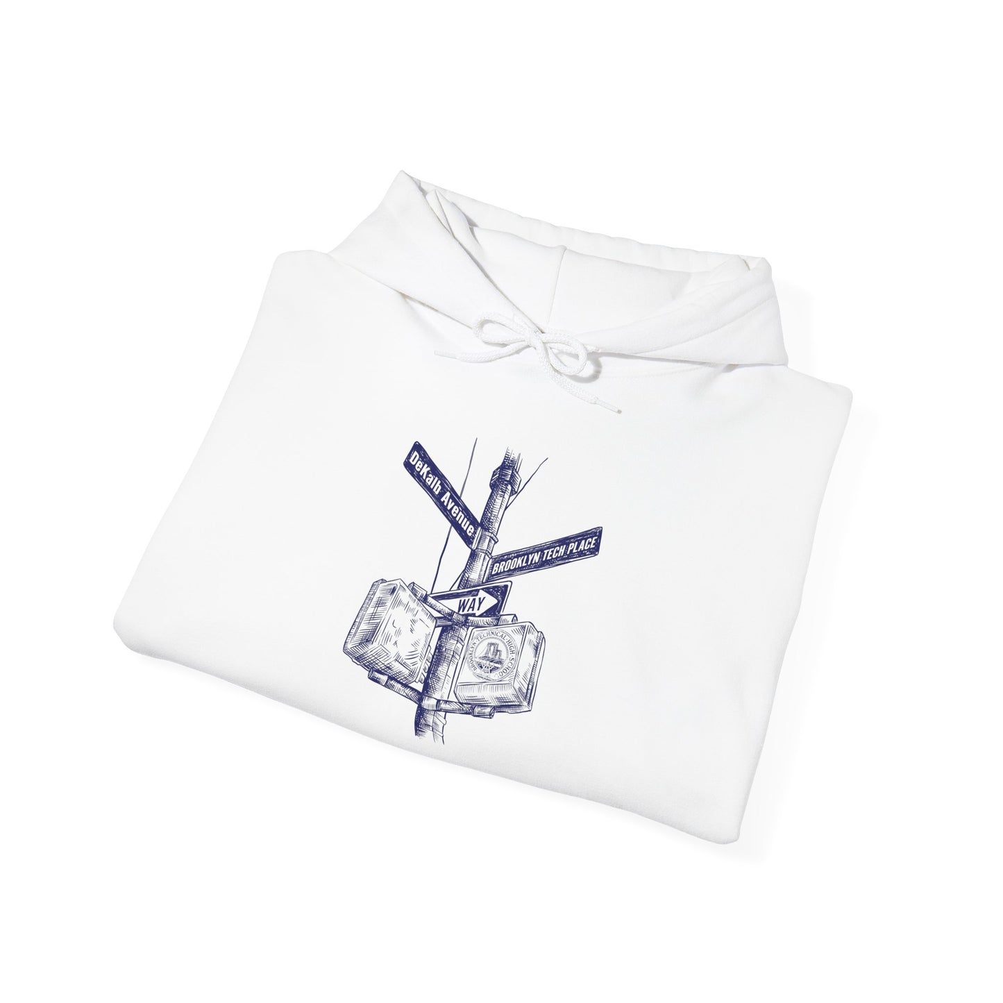 Boutique - Dekalb Ave & Brooklyn Tech Pl - (navy Graphic) Men's Heavy Blend™ Hooded Sweatshirt