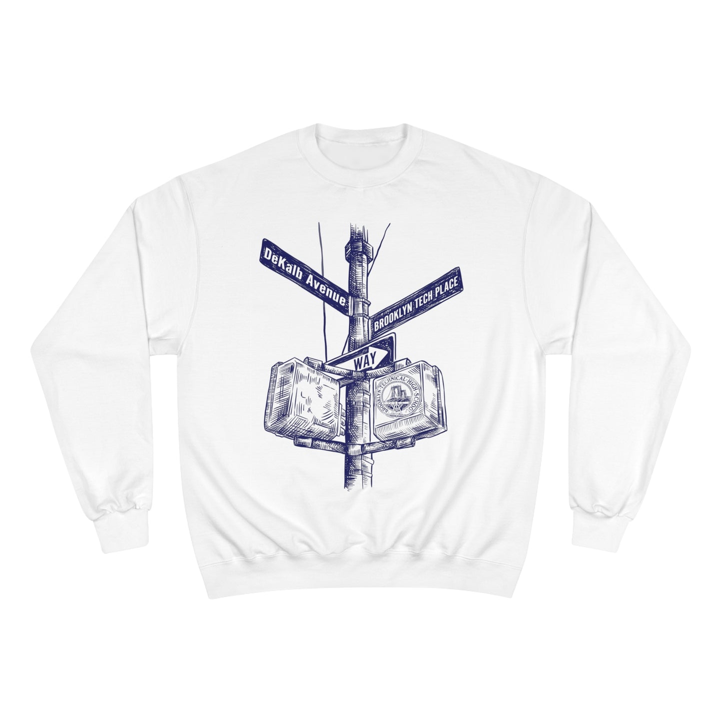 Dekalb Ave & Brooklyn Tech Pl (front) - Modern Brooklyn Tech (back) - Champion Crewneck Sweatshirt