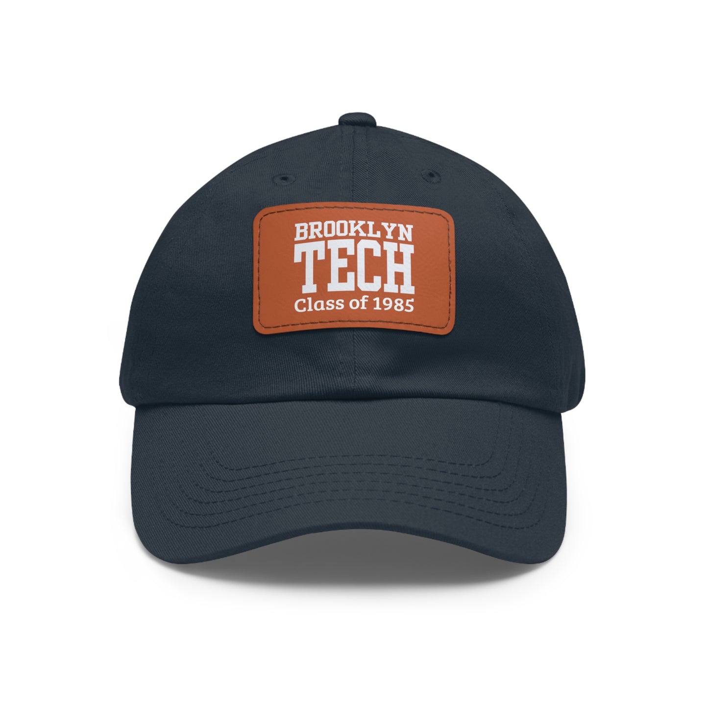 Classic Brooklyn Tech - Hat With Leather Patch (rectangle) - Class Of 1985 - White Font