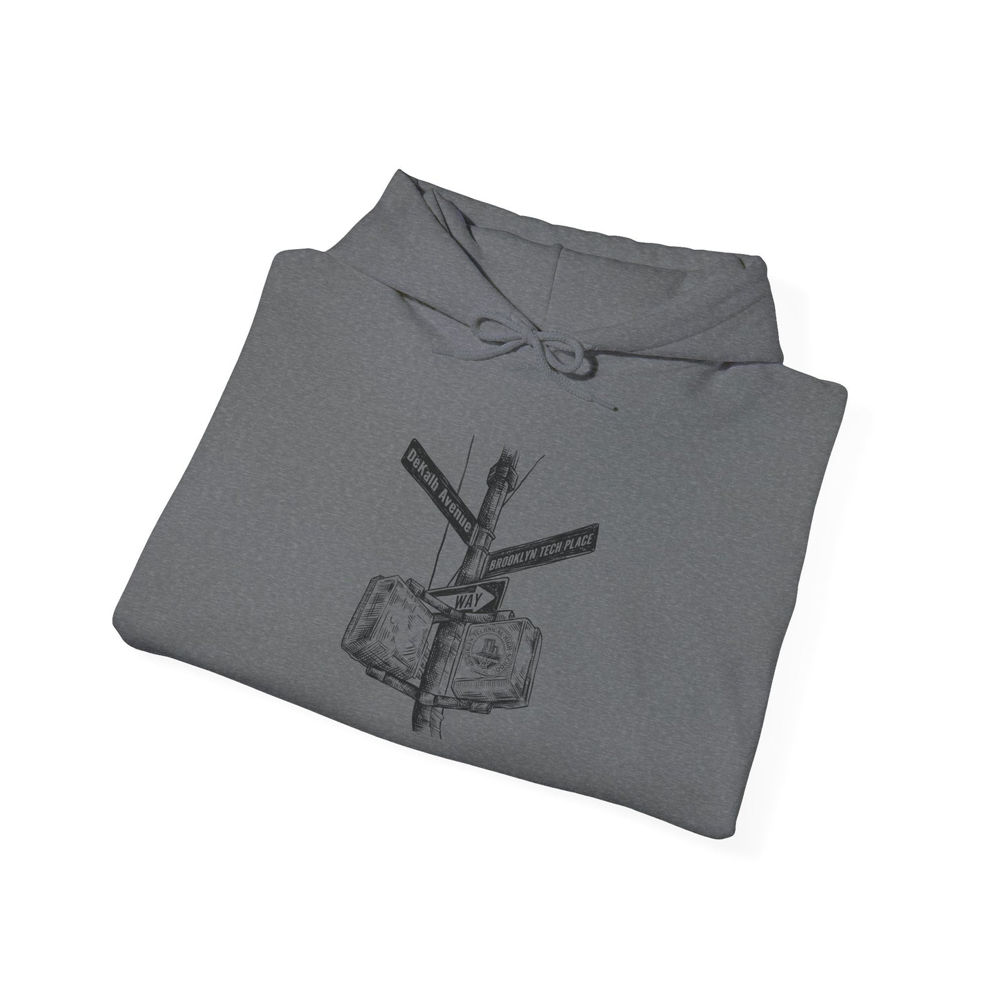 Boutique - Dekalb Ave & Brooklyn Tech Pl - (black Graphic) Men's Heavy Blend™ Hooded Sweatshirt