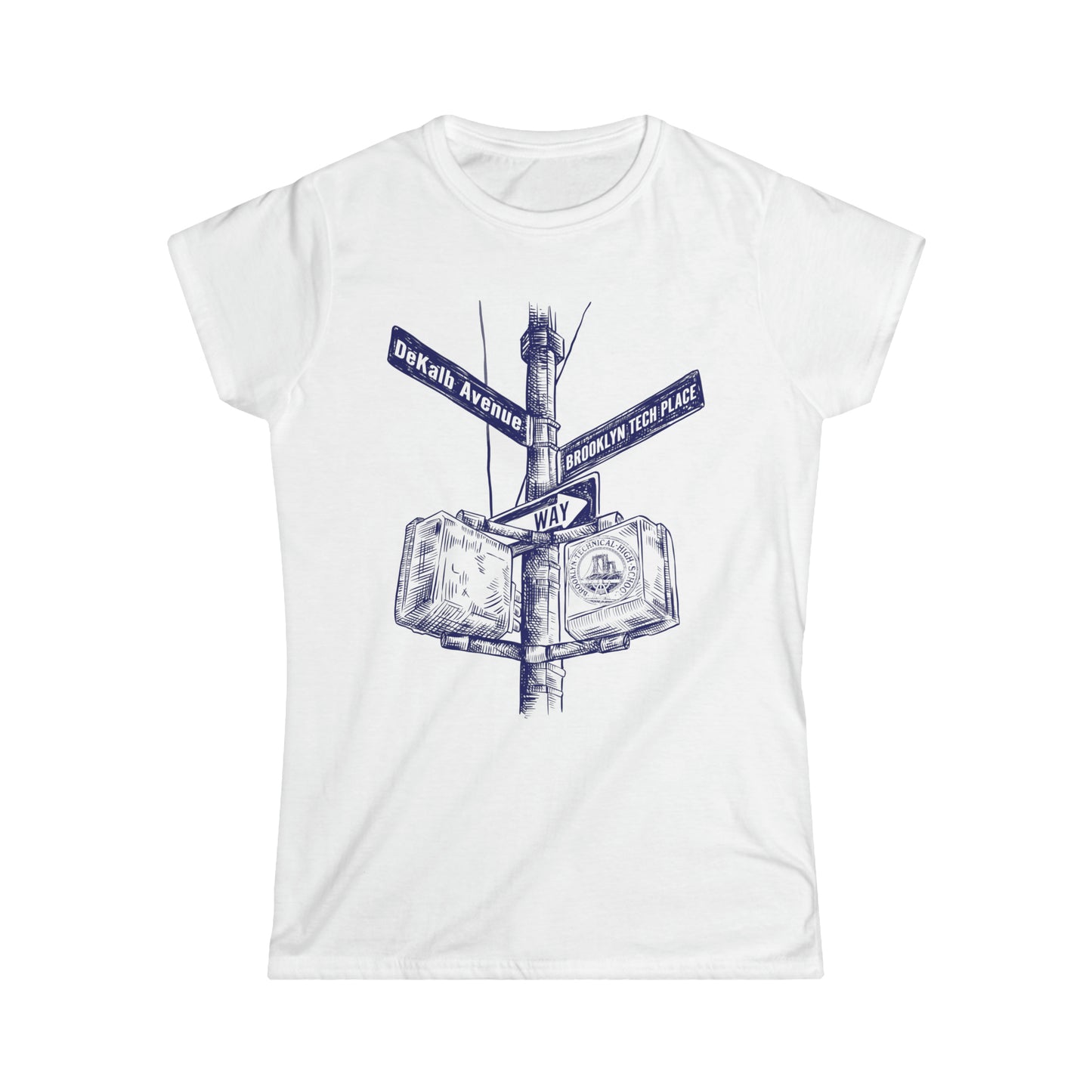 Boutique - Dekalb Ave & Brooklyn Tech Pl - Ladies Softstyle T-Shirt - Blue Graphic