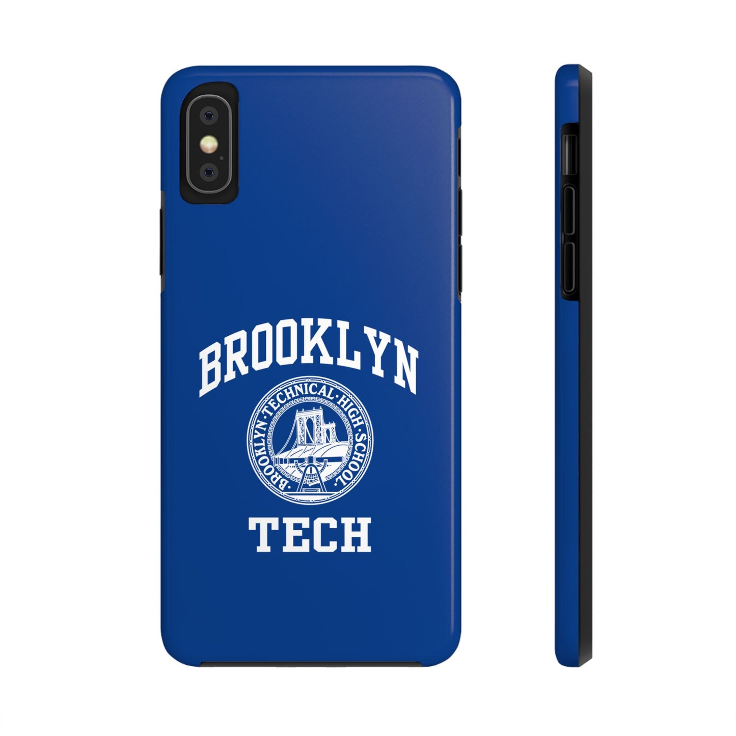 Brooklyn Tech Classic Logo - Tough Phone Cases - Navy Blue With White Graphics