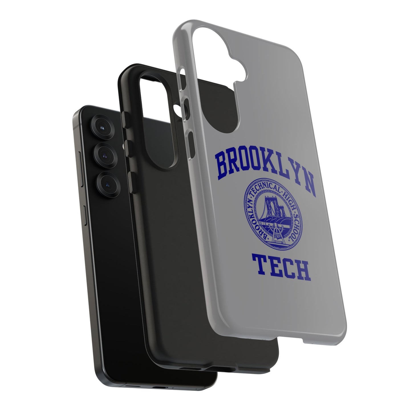 Brooklyn Tech Classic Logo - Tough Phone Case - Grey with Navy-Blue graphics