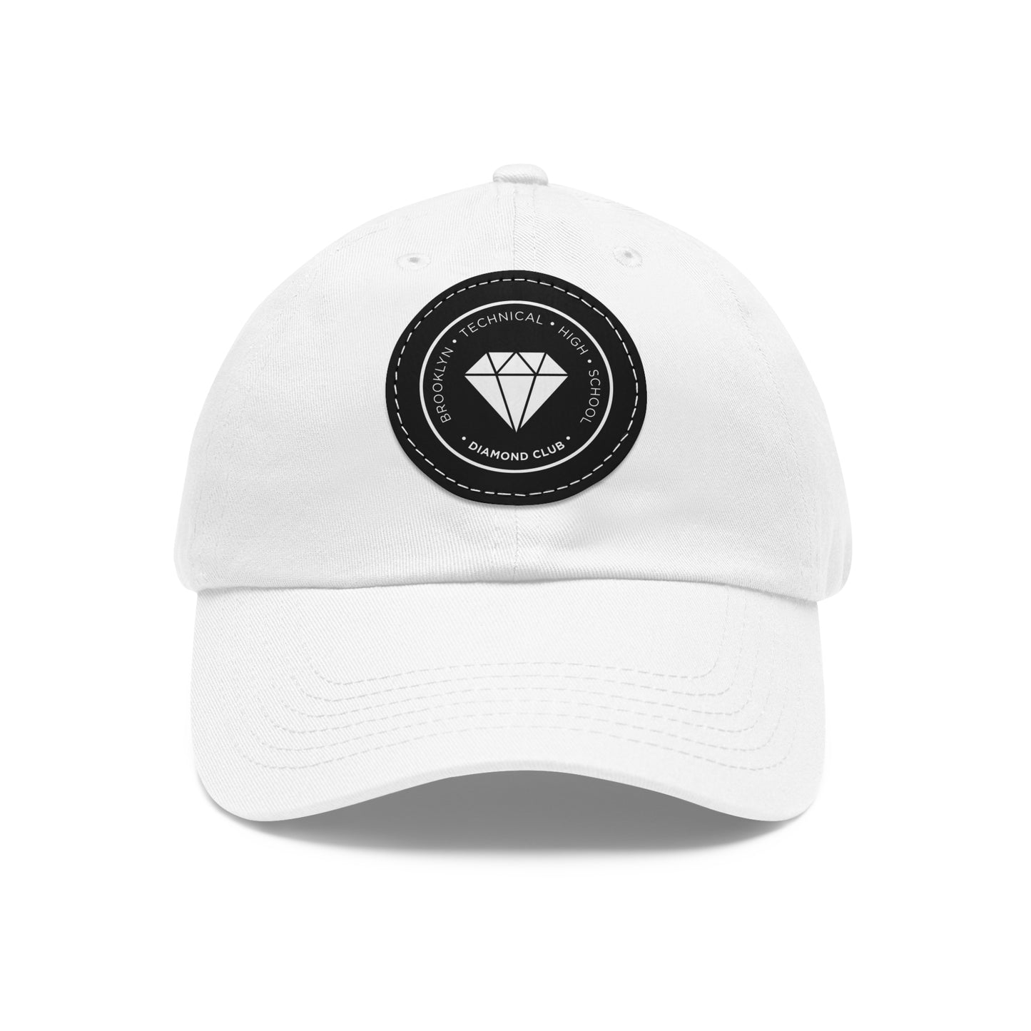 Diamond Club Logo - Hat With Circular Leather Patch - White