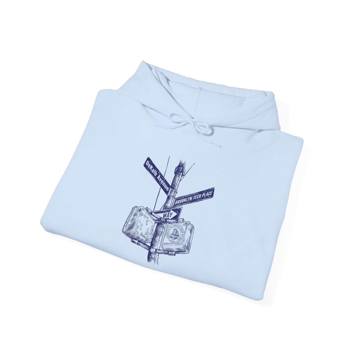 Boutique - Dekalb Ave & Brooklyn Tech Pl - (navy Graphic) Men's Heavy Blend™ Hooded Sweatshirt