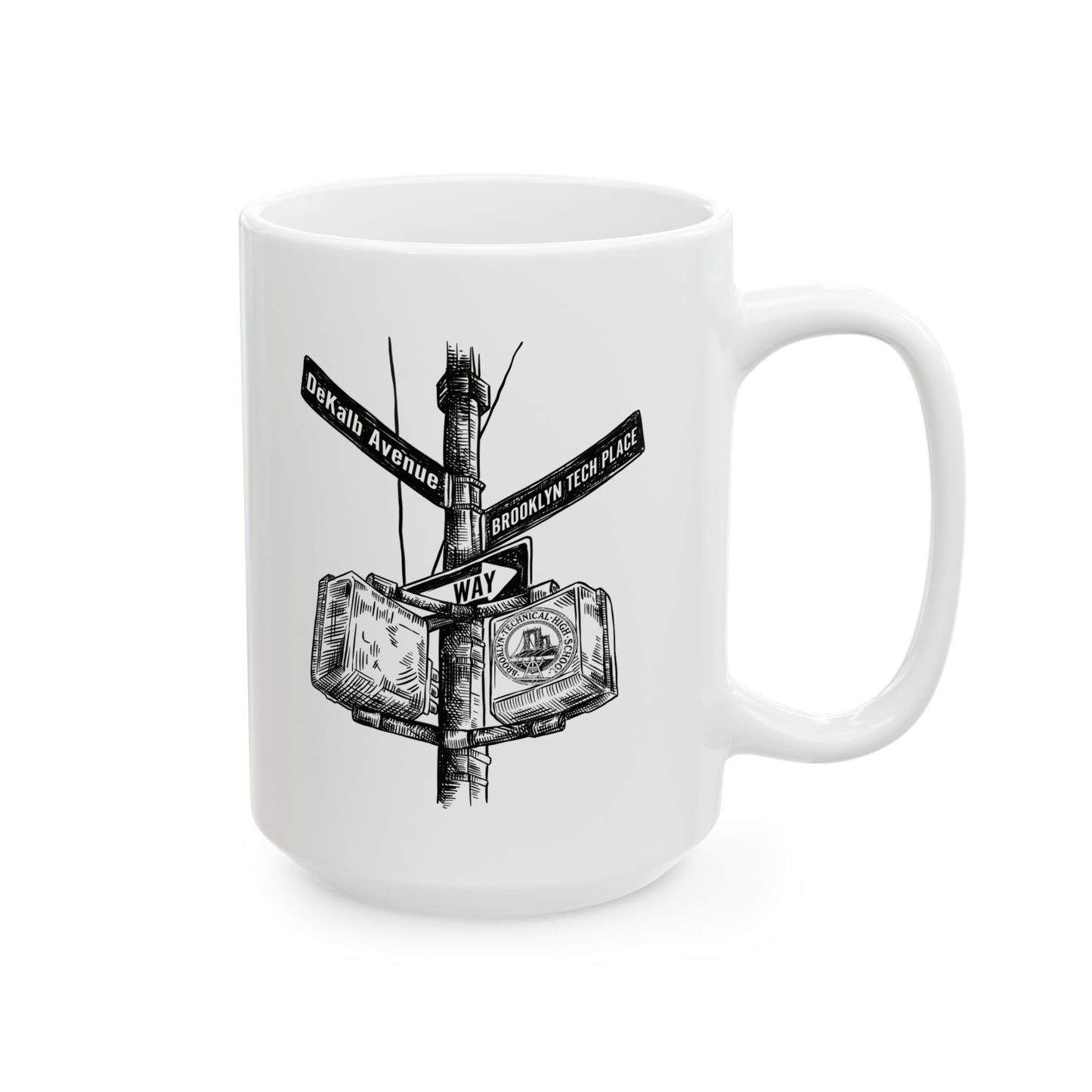 Dekalb Ave & Brooklyn Tech Pl - Ceramic Mug, (11oz, 15oz) - B&w