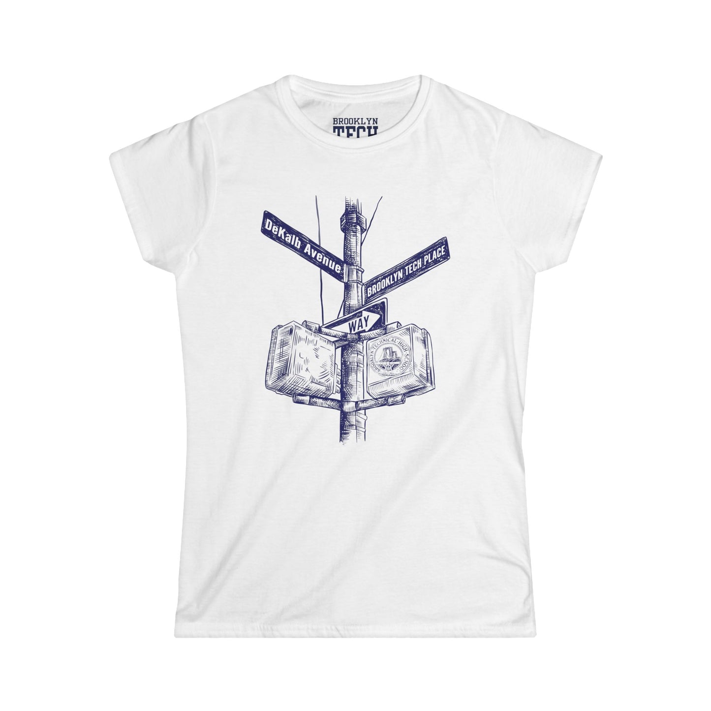 Boutique - Dekalb Ave & Brooklyn Tech Pl. - Ladies Softstyle T-Shirt - Blue Graphic