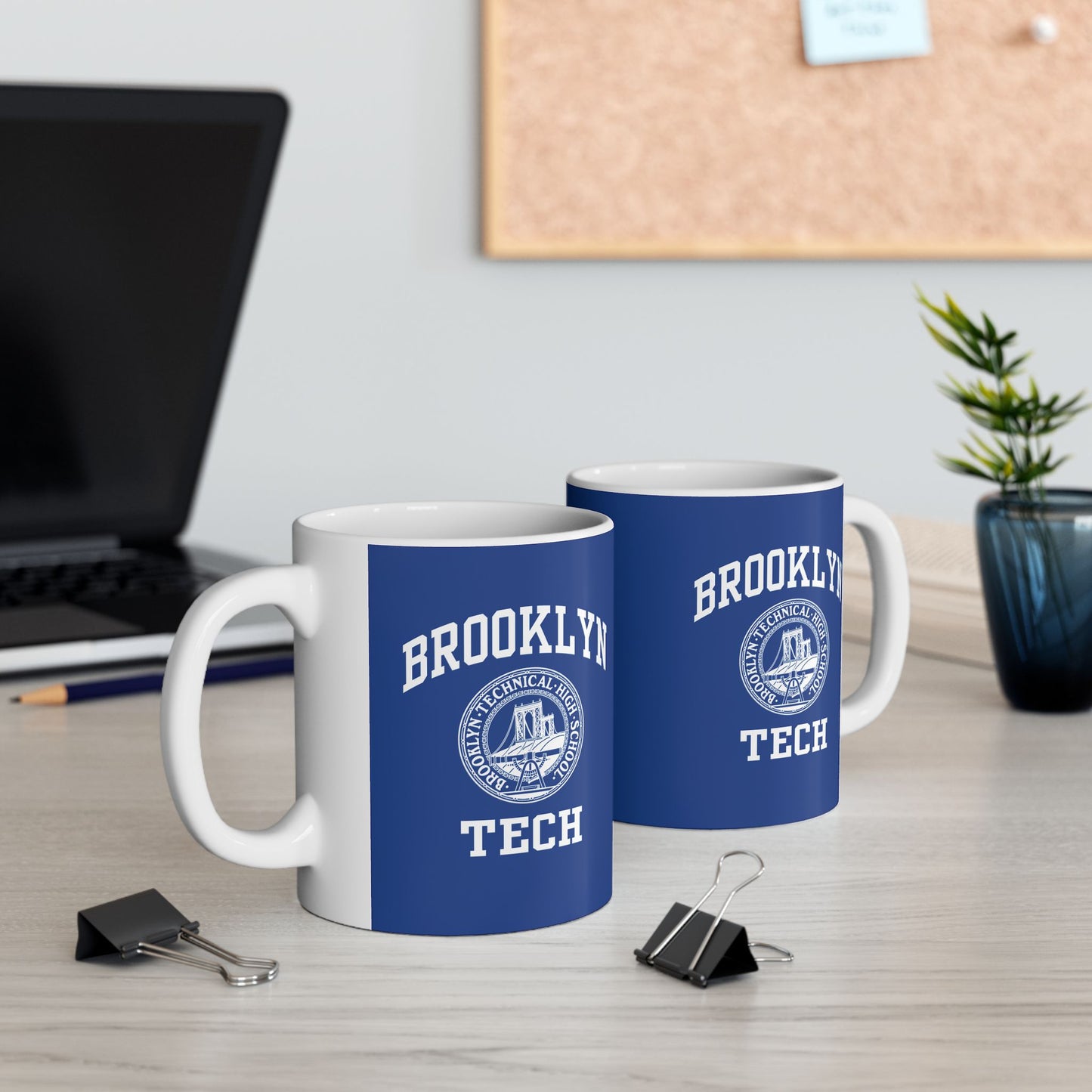 Classic Brooklyn Tech Logo - Ceramic Mug, (11oz, 15oz) - Navy