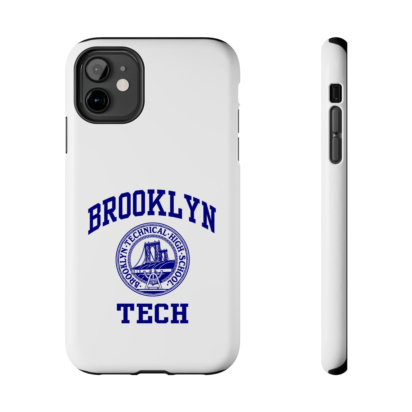 Brooklyn Tech Classic Logo - Tough Phone Cases - White With Navy-Blue Graphic