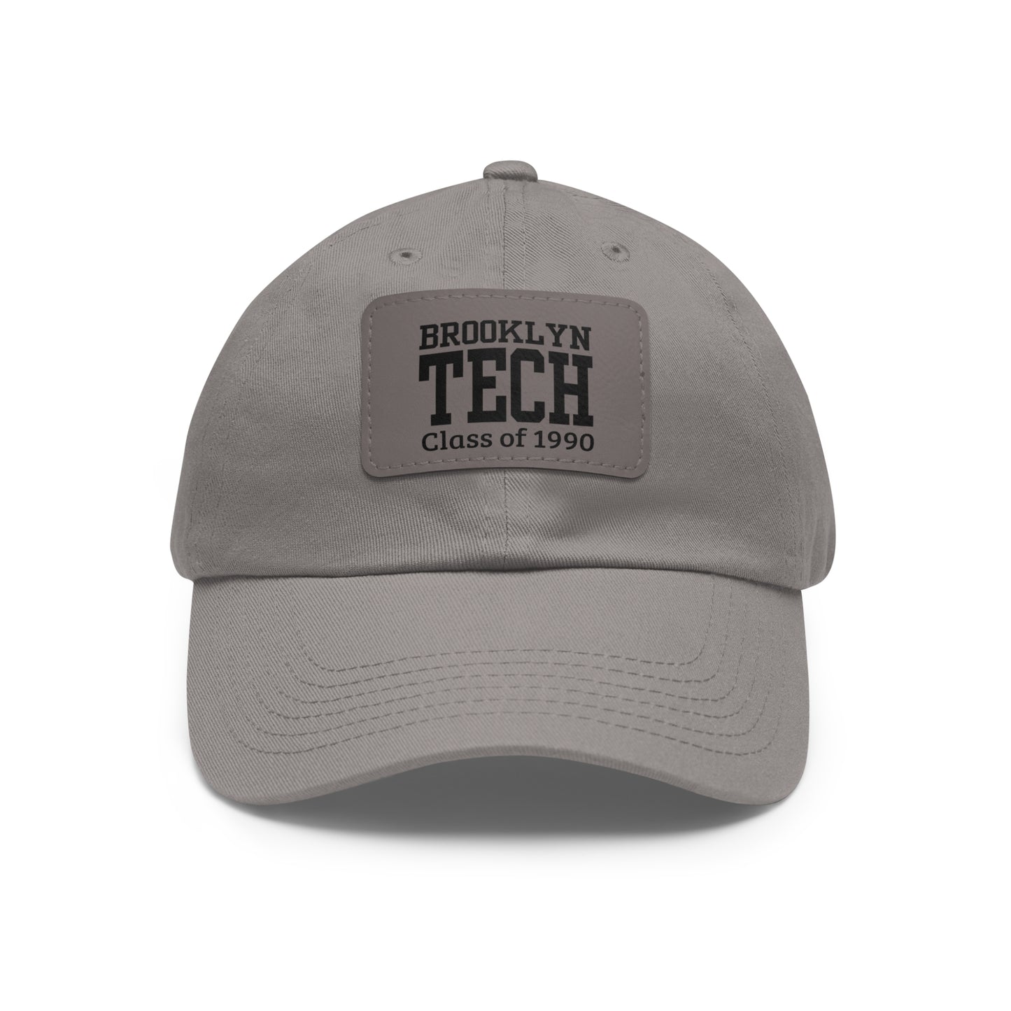 Classic Brooklyn Tech - Hat With Leather Patch (rectangle) - Class Of 1990 - Black & White Fonts